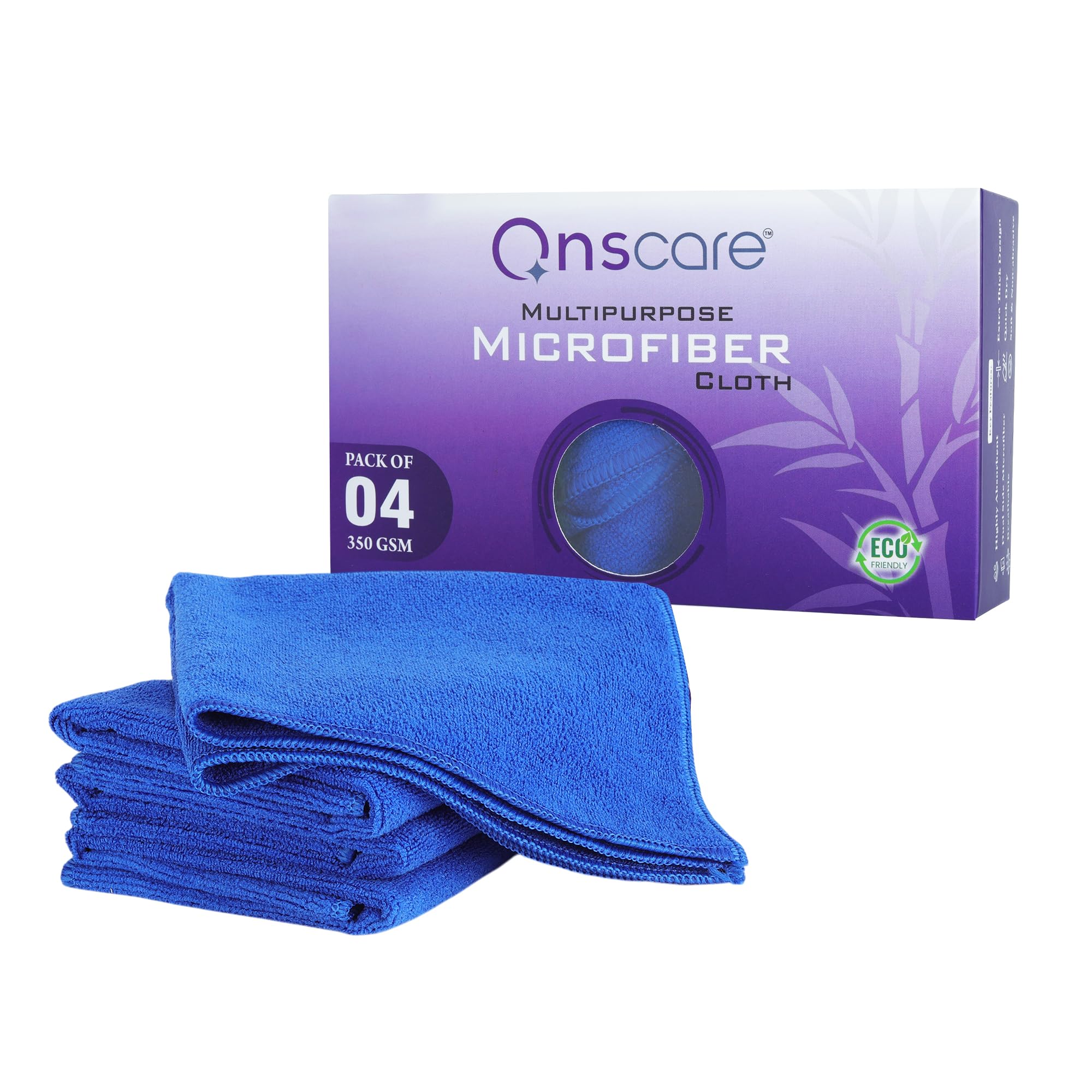Onscare 350 GSM Microfiber Cleaning Cloths Pack of 4 | Ultra Soft Reusable Towels | Lint Free Super Absorbent | 40 x 40 cm | for