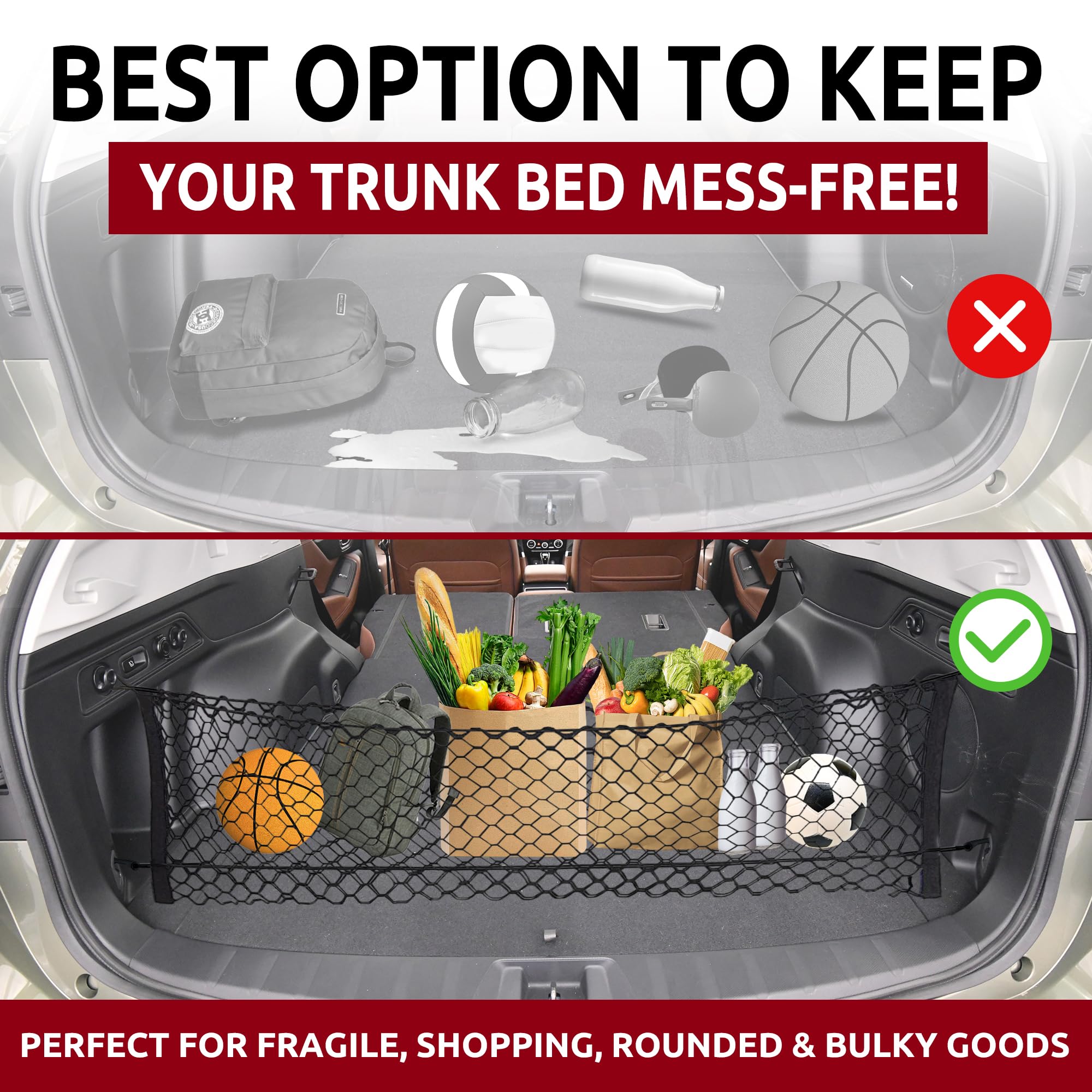 Envelope Style Automotive Elastic Trunk Mesh Cargo Net for Subaru Forester (SK) 2019-2025 - Premium Trunk Organizer and Storage