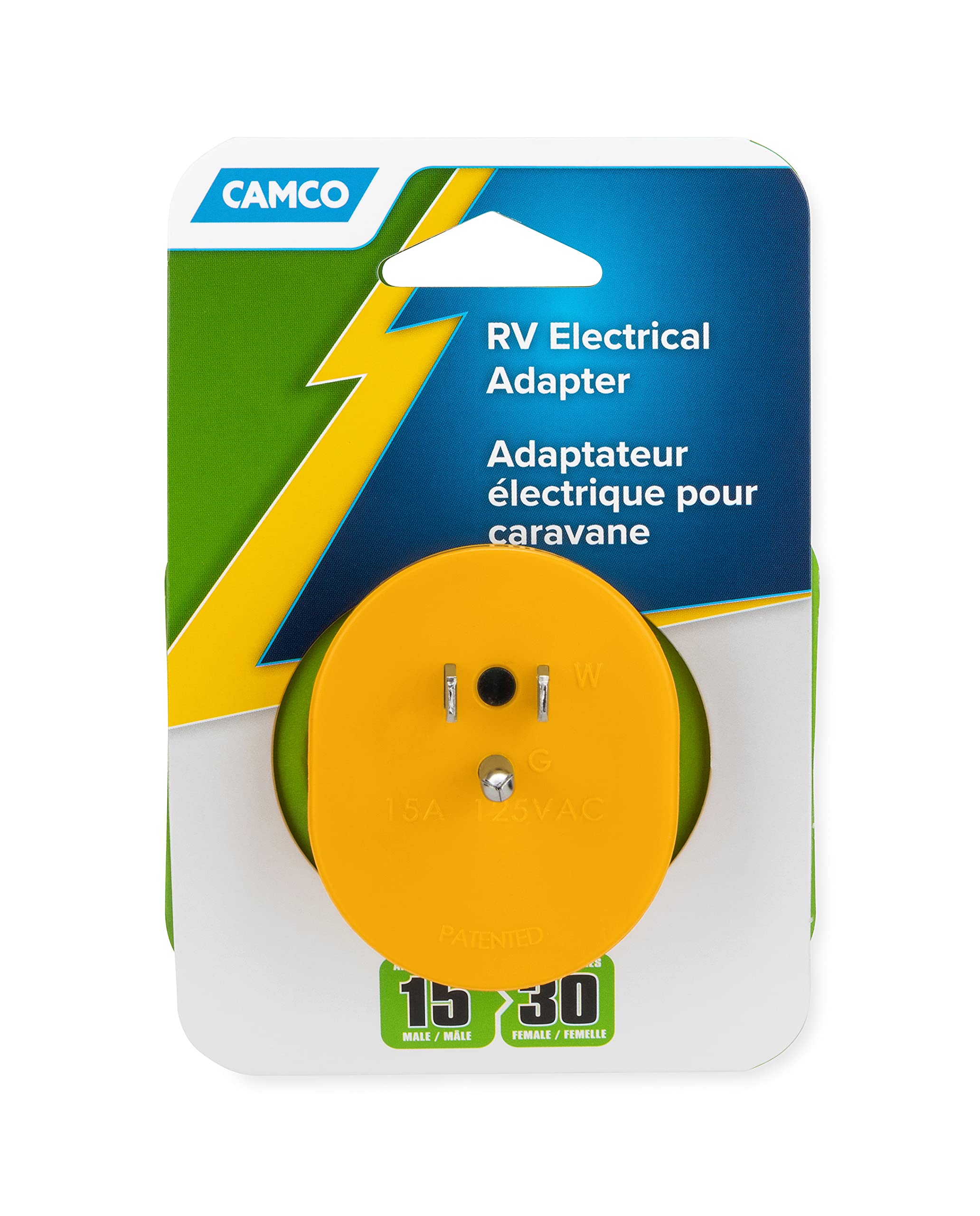 Powergrip - Adapter 15A M/30A F 125V/1875W (Card) Cetl 55223 Camco