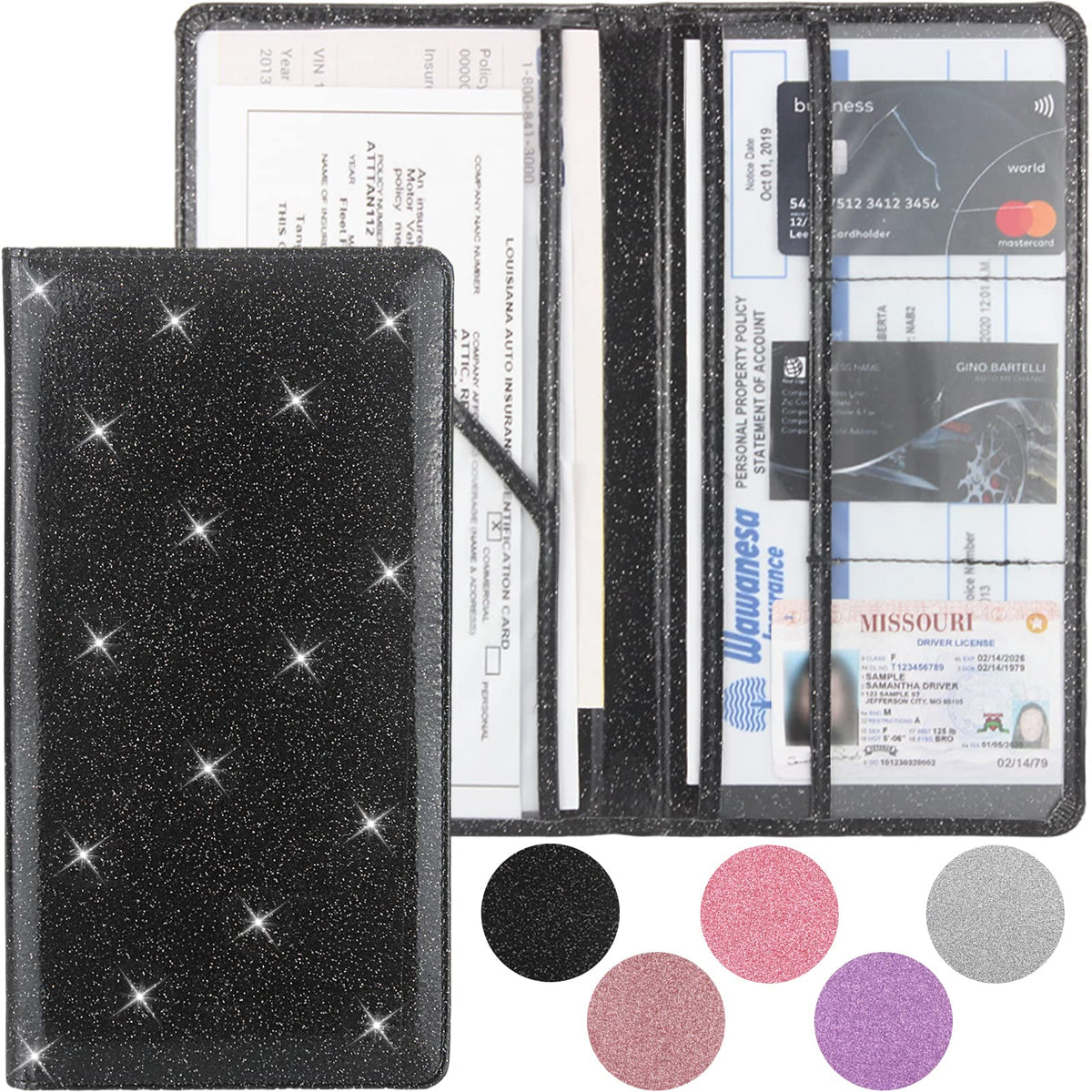 Car Registration And Insurance Holder, Premium Leather Insurance And Registration Holder,Vehicle Glove Box Car Organizer, With M