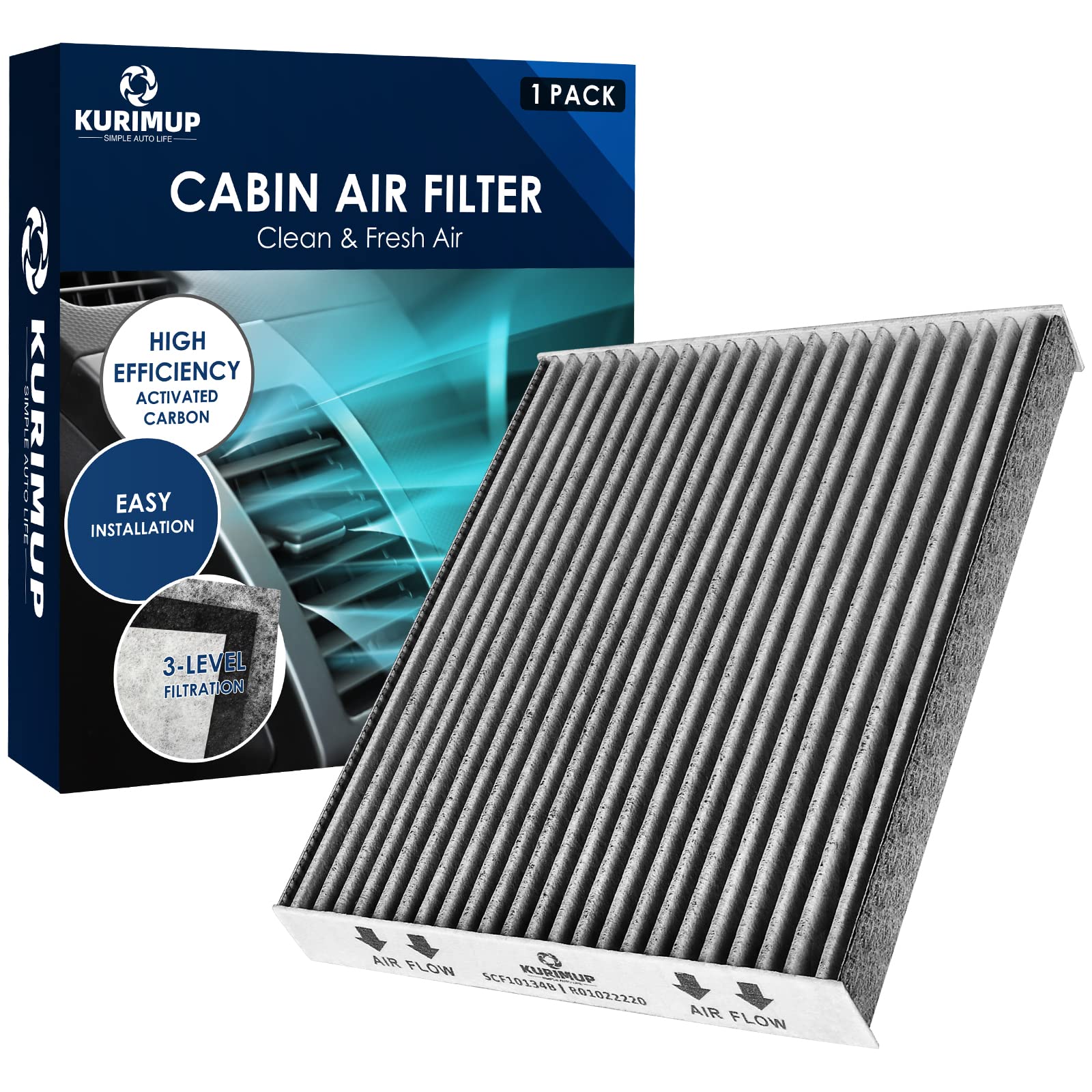 KURIMUP Cabin Air Filter,Replacement for CP134 (CF10134), Premium Cabin filter with Activated Carbon, Fit for Honda Accord/Civic