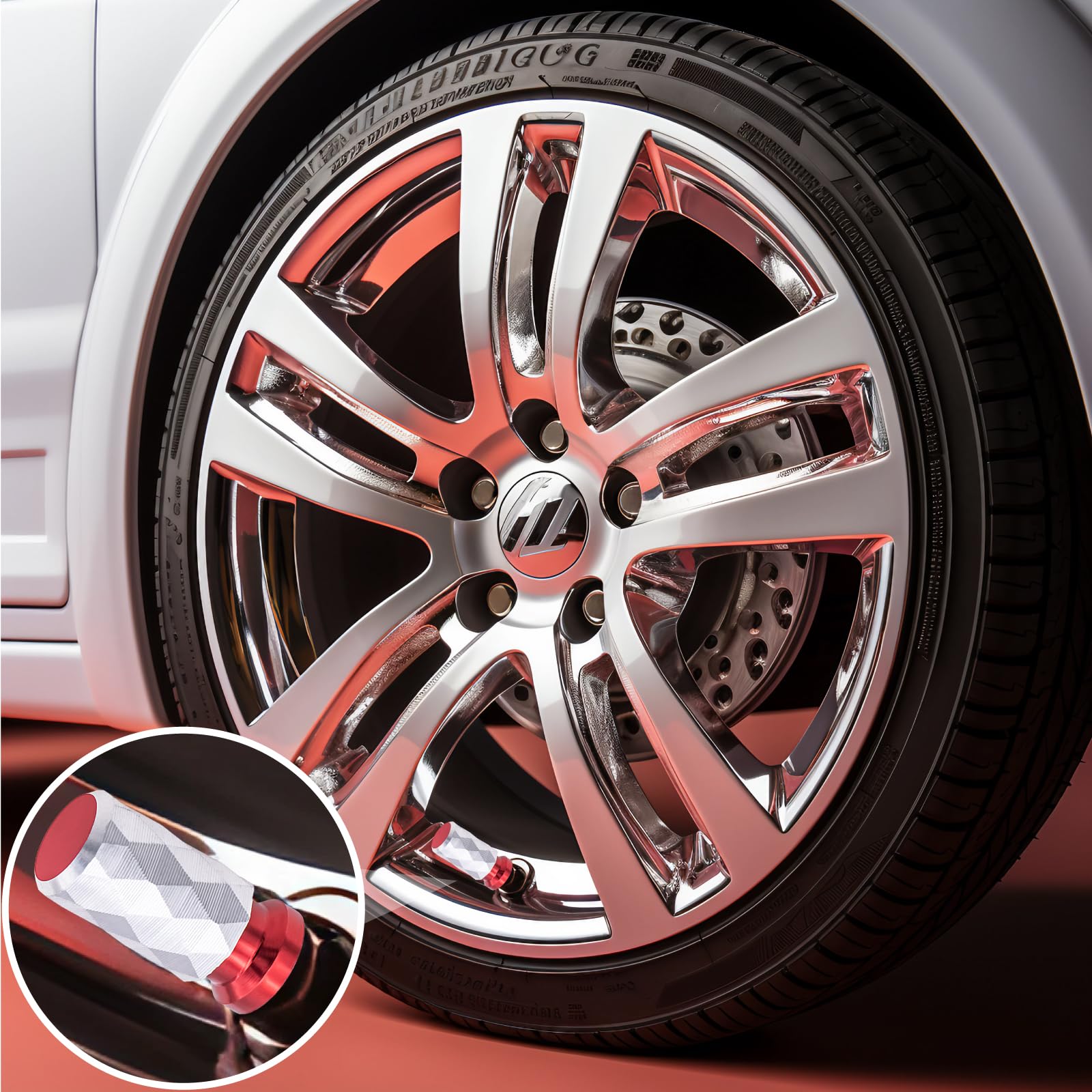 Meajoo 4Pcs Car Tire Valve Stem Cap, Leak-Proof Tyre Air Valve Caps, Aluminum Alloy Air Leakproof Valve Caps Cover Fits Cars, Tr