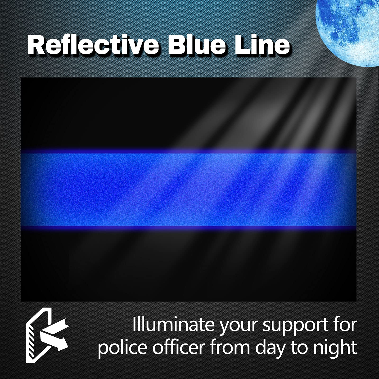 3 Pack Reflective Police Thin Blue Line Bumper Decal Stickers 4' x 2.6' | Compatible with Cars & Trucks, Honoring Police Law Enforcement Vinyl Window Laptop Tape