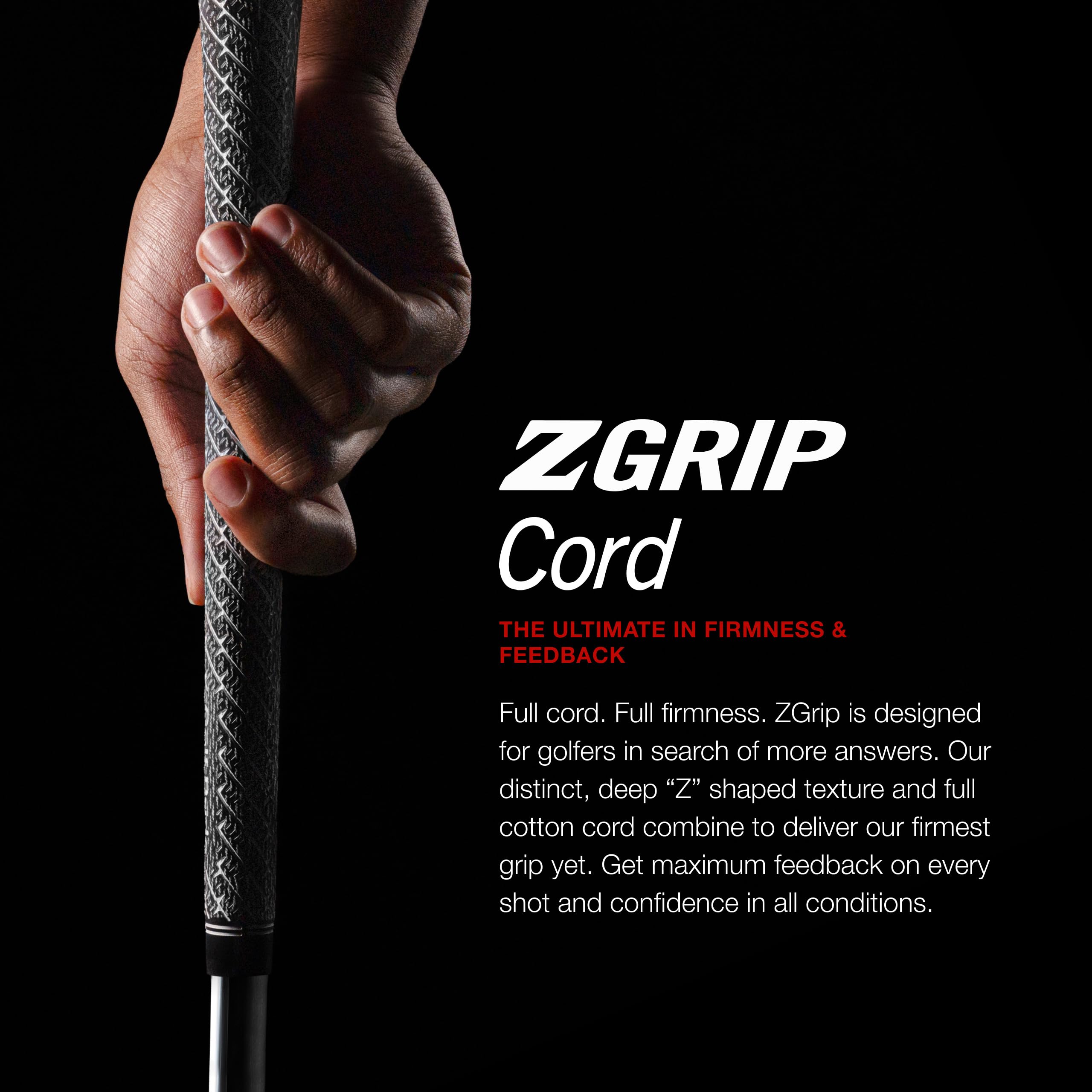 Golf Pride Z-Grip Cord Golf Grip - Standard Size, Black, Model RE164-001
