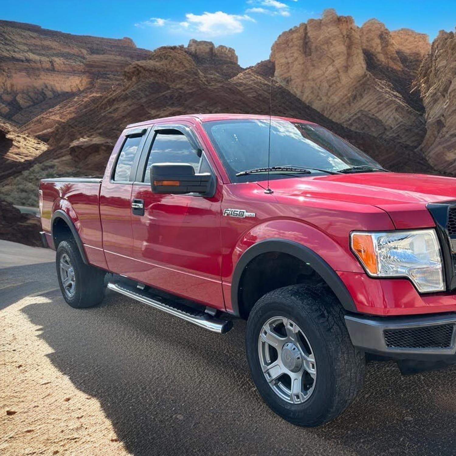 Tape On Side Car Window Visors Rain Guards Sun Shade Vent Deflectors For Ford F-150 Supercab/Extended Cab 2004-2014, 94738 Outsi