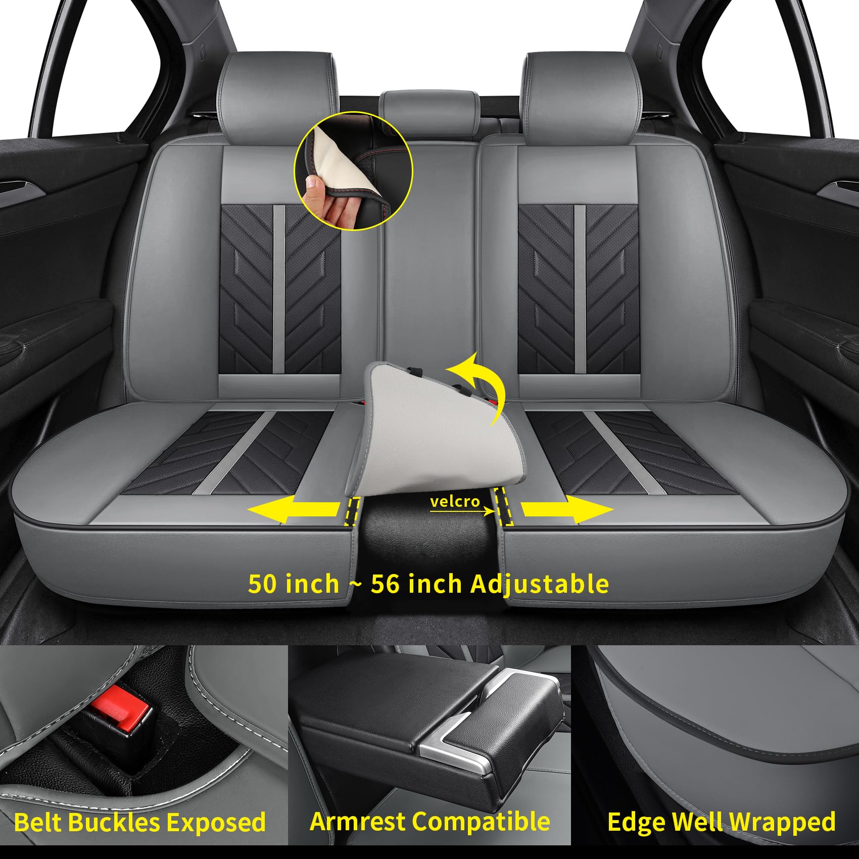 Tomatoman Car Seat Covers Full Set,Universal Automotive Leather Vehicle Cushion Full Coverage Protectors Fit for Most Sedans SUV