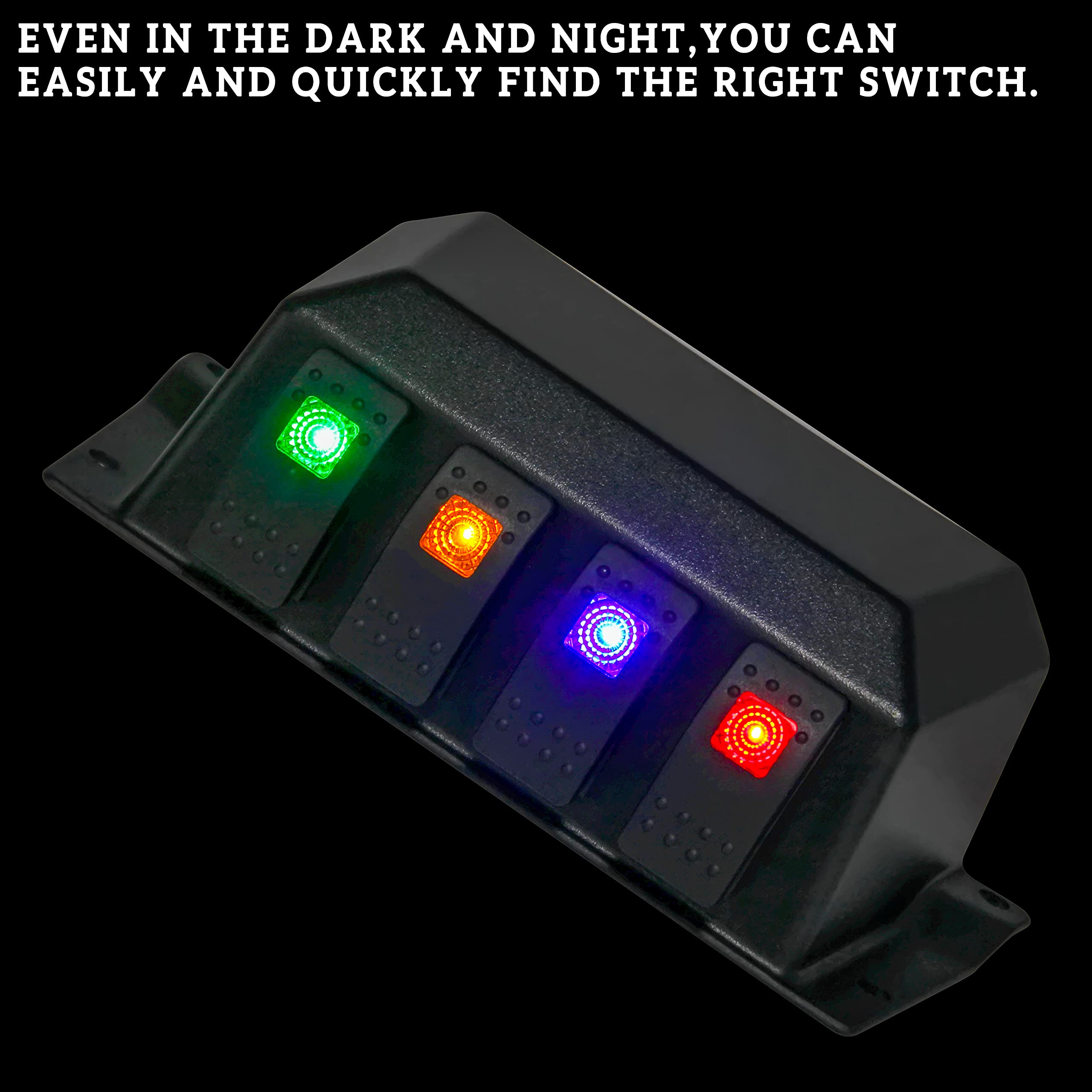 SAUTVS Switch Panel for Polaris RZR XP 1000 14-18, Under Dash Switch Case with 4 Rocker Switches for Polaris RZR XP 1000 2014-20