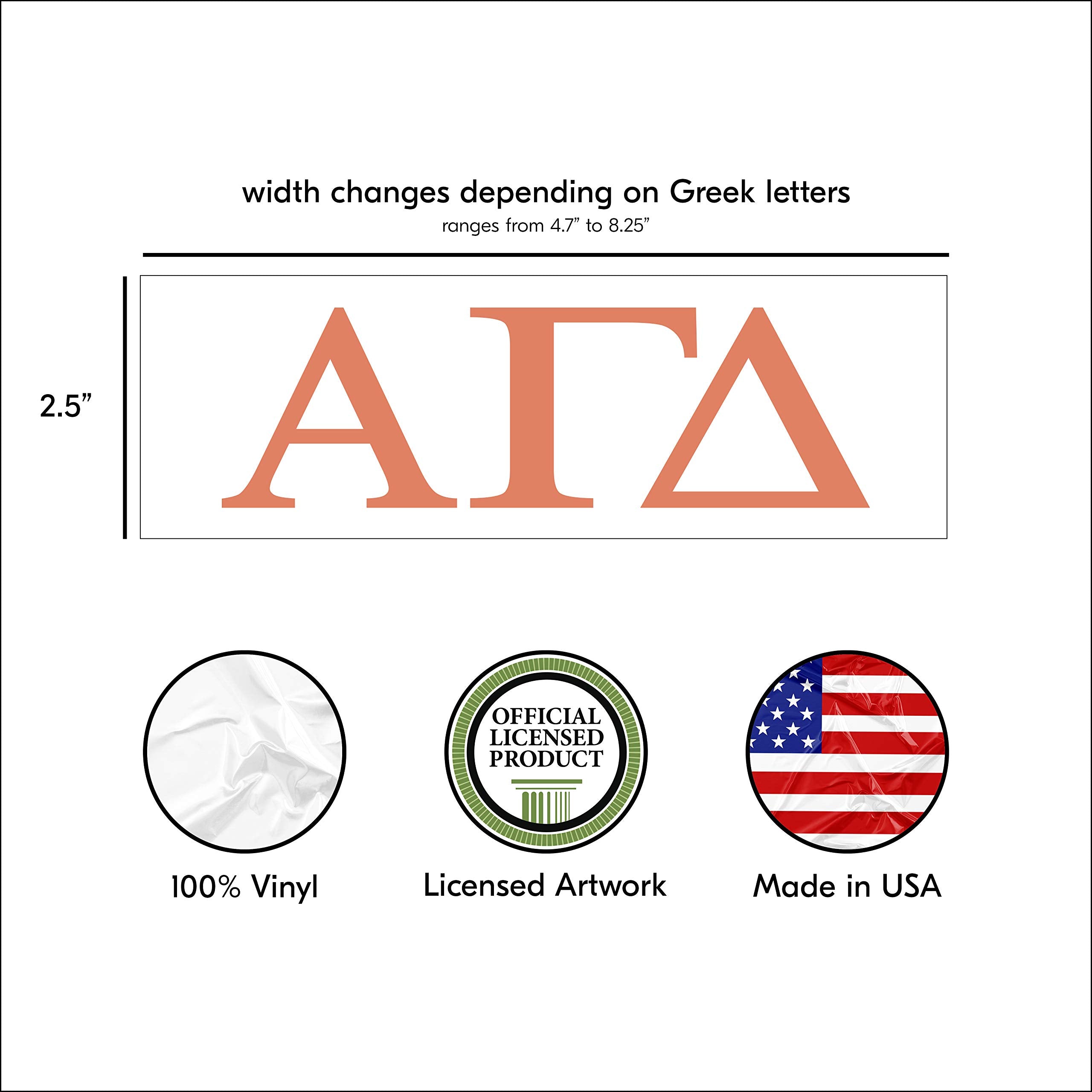 Pro-Graphx Alpha Gamma Delta Greek Sorority Sticker Decal, 2.5 Inches Tall, Coral