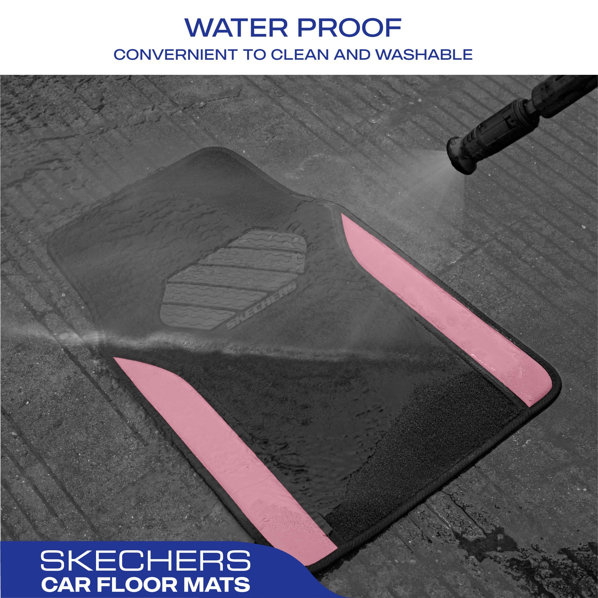 Skechers Car Floor Mats,Waterproof Universal Fit Faux Leather Car Mats,Floor Mats for Cars with Anti-Slip Heel Pad,Fit for SUVs,
