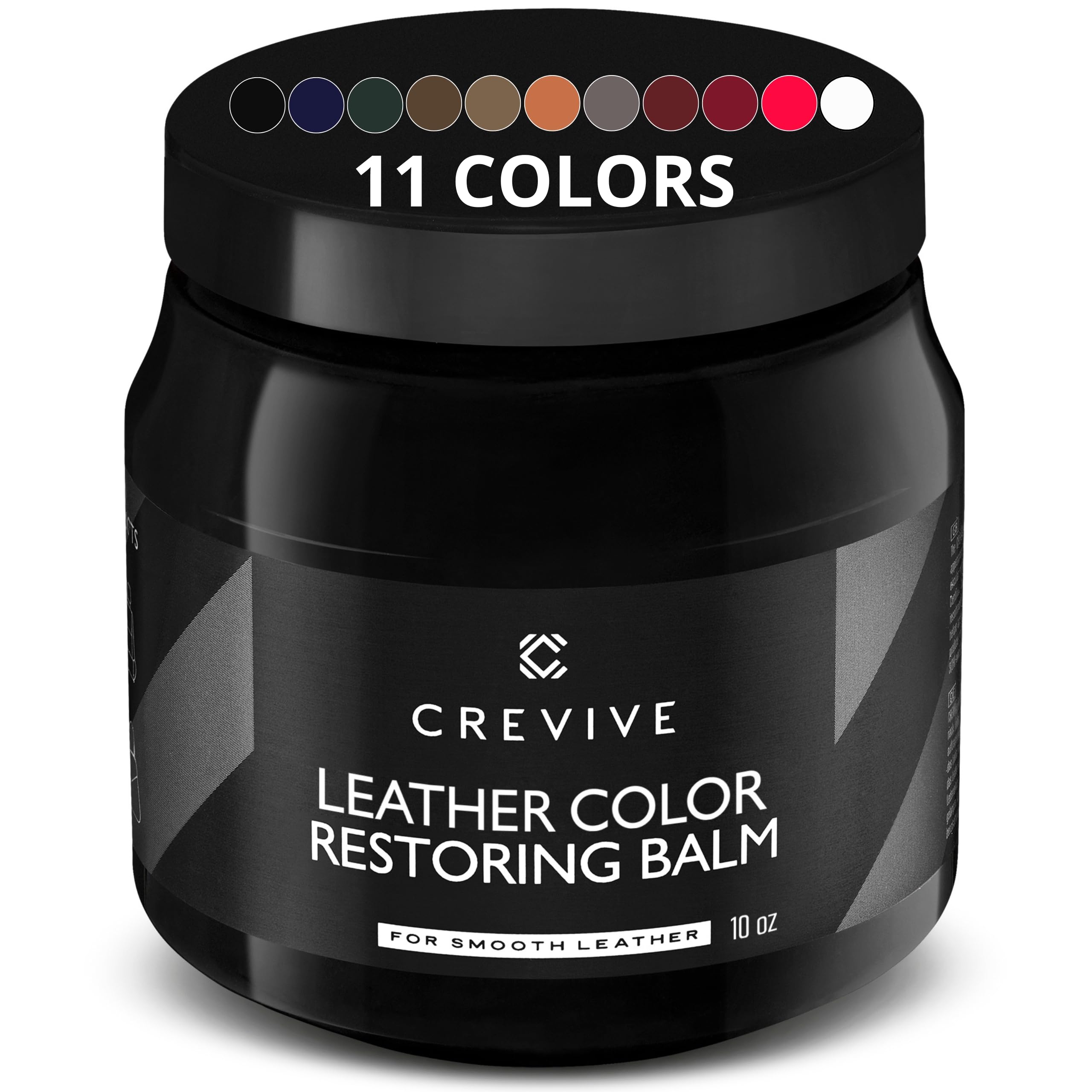 Crevive Leather Recoloring Balm Black 10 Oz - Leather Color Restorer - Leather Restorer For Couches - Leather Balm Black