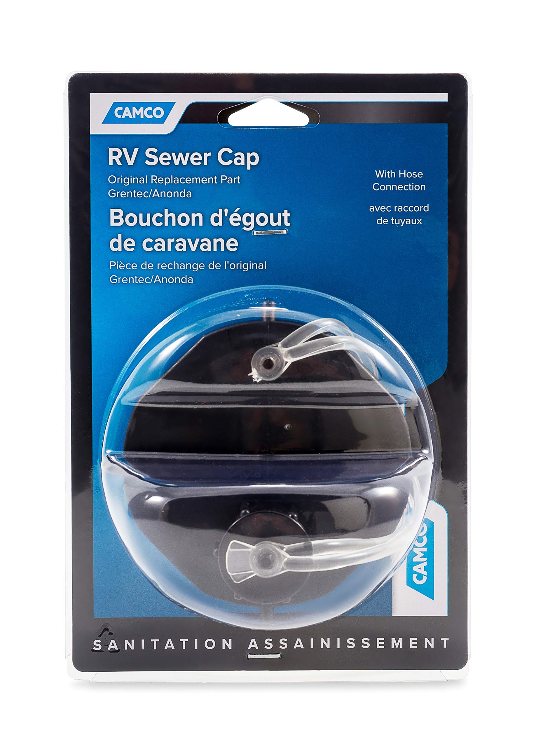 Camco 39463 Sewer Cap With Hose Connect, Black, 3/4''