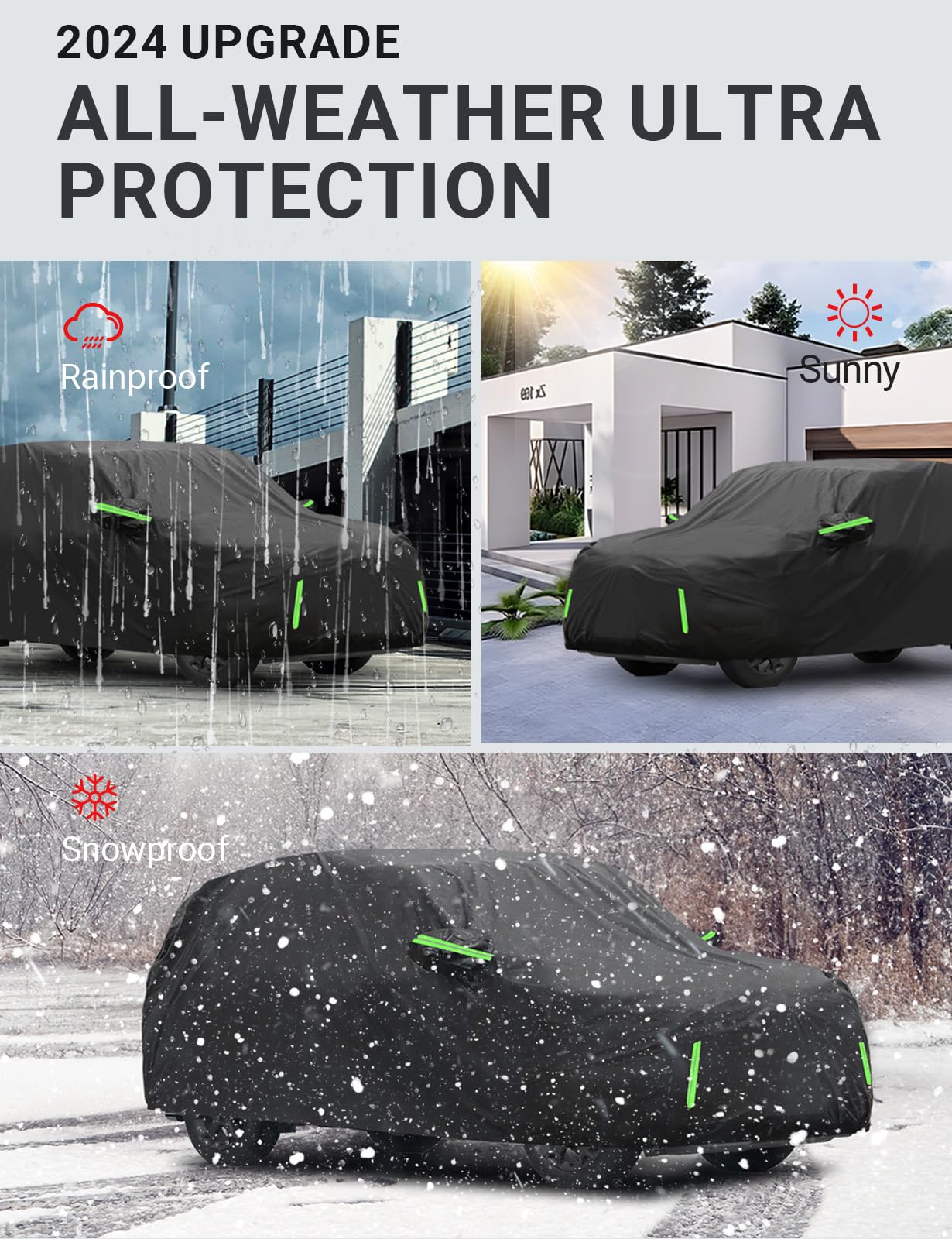 Proadsy 2024 Upgrade Car Cover Compatible With Rav4 2019-2024 Windproof All Weather Waterproof Sun Rain Uv Dust Snow Protection Outdoor Covers
