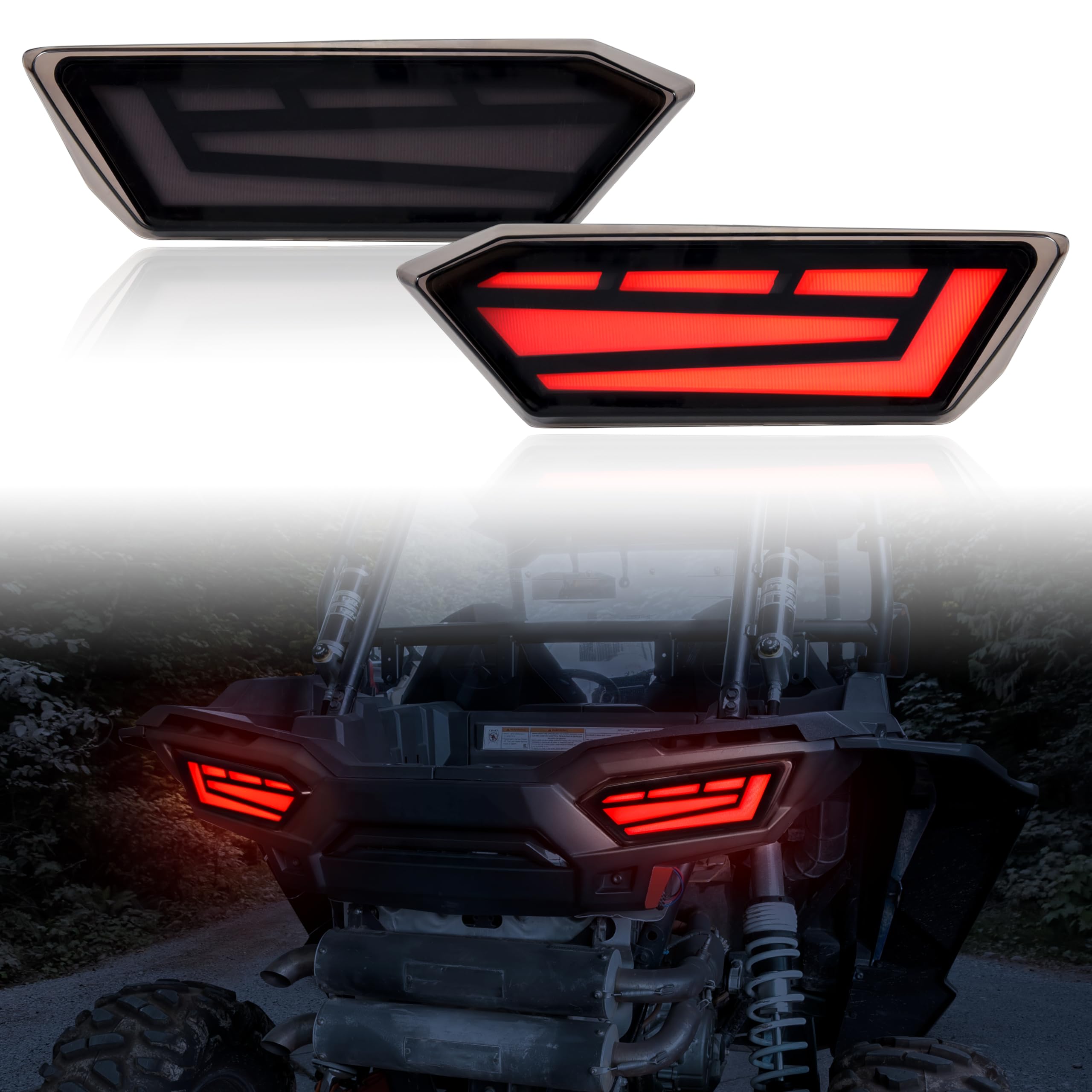 Sautvs Smoked Black Led Rear Brake Stop Lights Taillights Tail Lamps For Polaris Rzr 900 1000 S Xp 4 Turbo 2014-2019/ Rzr Trail S 900 1000 2020-2023 Accessories (2Pcs, #2412341/ #2412342)