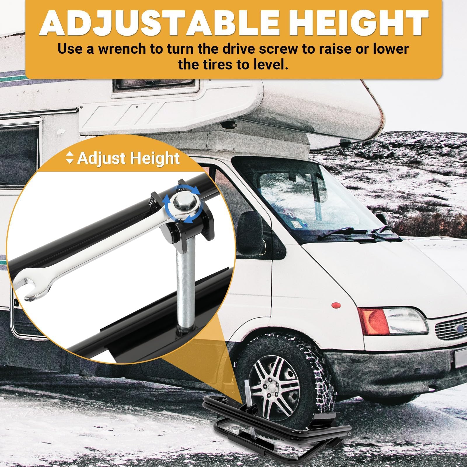 KUAFU Light Trailer Tire Leveler with Ratchet Wrench Compatible with Light RV Trailers Camper Van Truck Fits Most Trailers with