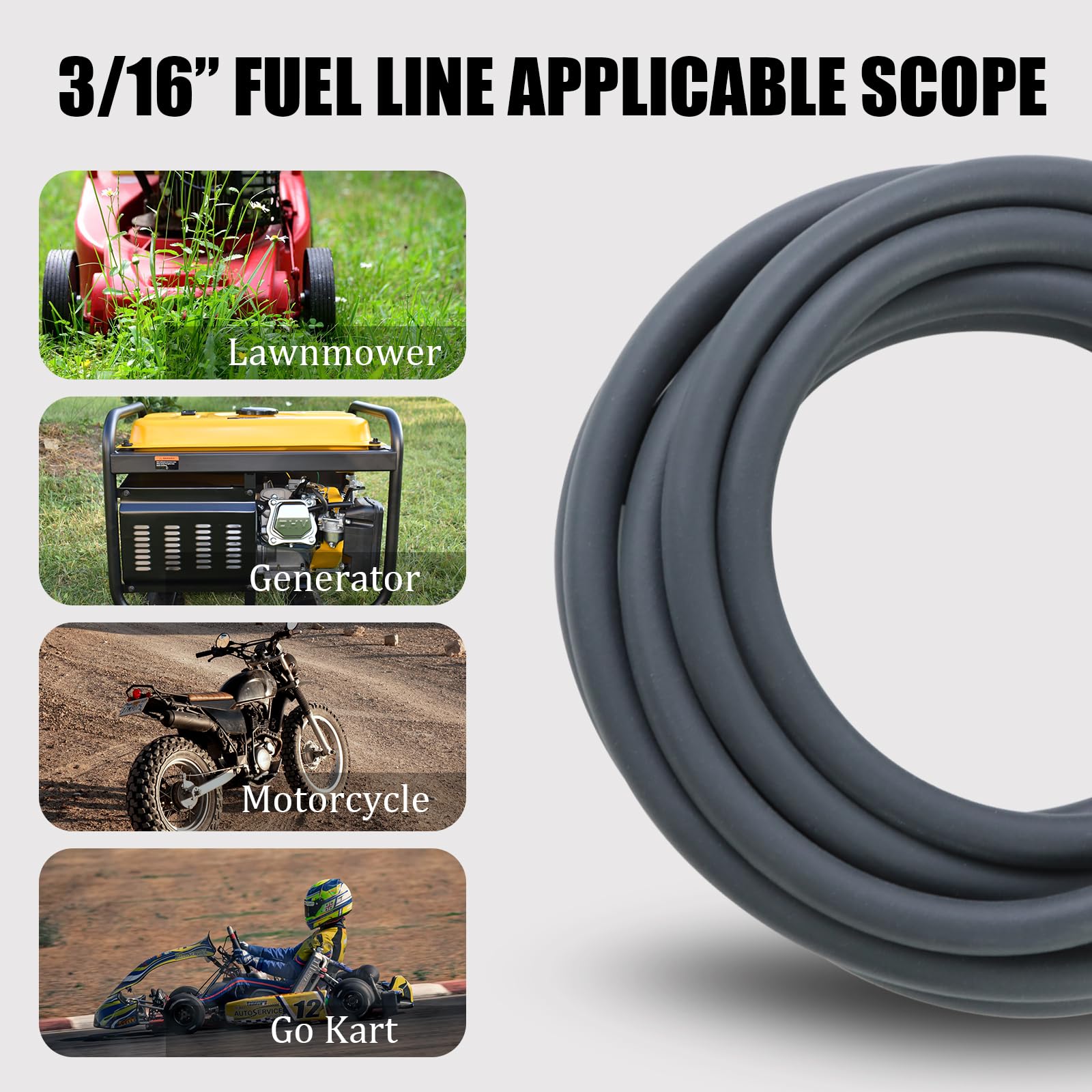 Kikite 10 Feet 3/16 Inch Id Fuel Line Hose Compatible With Honda Champion Predator Briggs & Stratton Kohler Kawasaki Small Engin