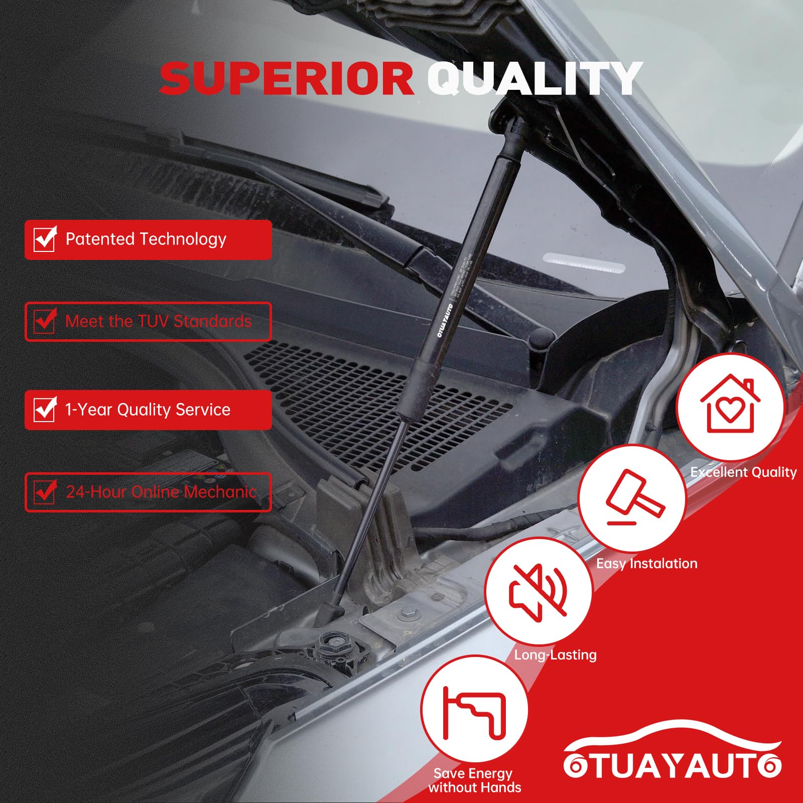 Otuayauto Front Hood Struts - Replacement For Dodge Ram 1500 2500 3500 4500 5500 Lift Support - Fits 2002-2010 Vehicles, 5527632