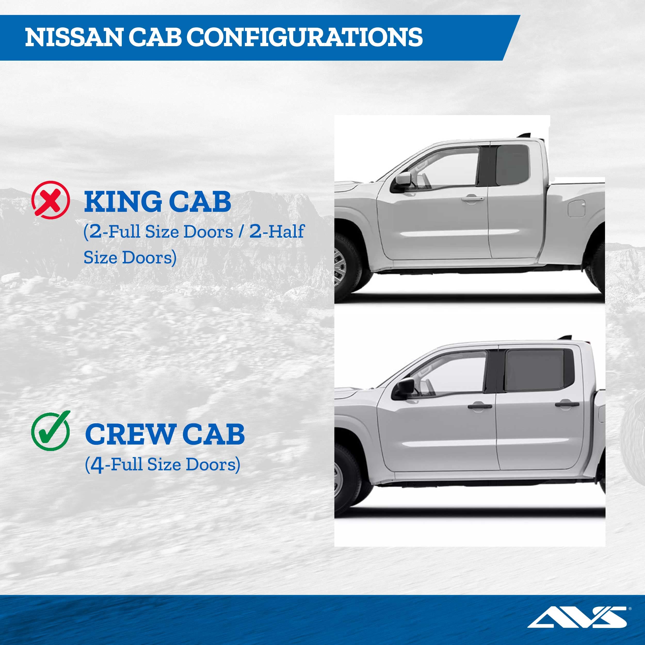 Auto Ventshade [Avs Outside Mount Rain Guards For 2017-2024 Nissan Titan Xd, 2016-2024 Nissan Titan Crew Cab, 4 Pcs. | Window Ve