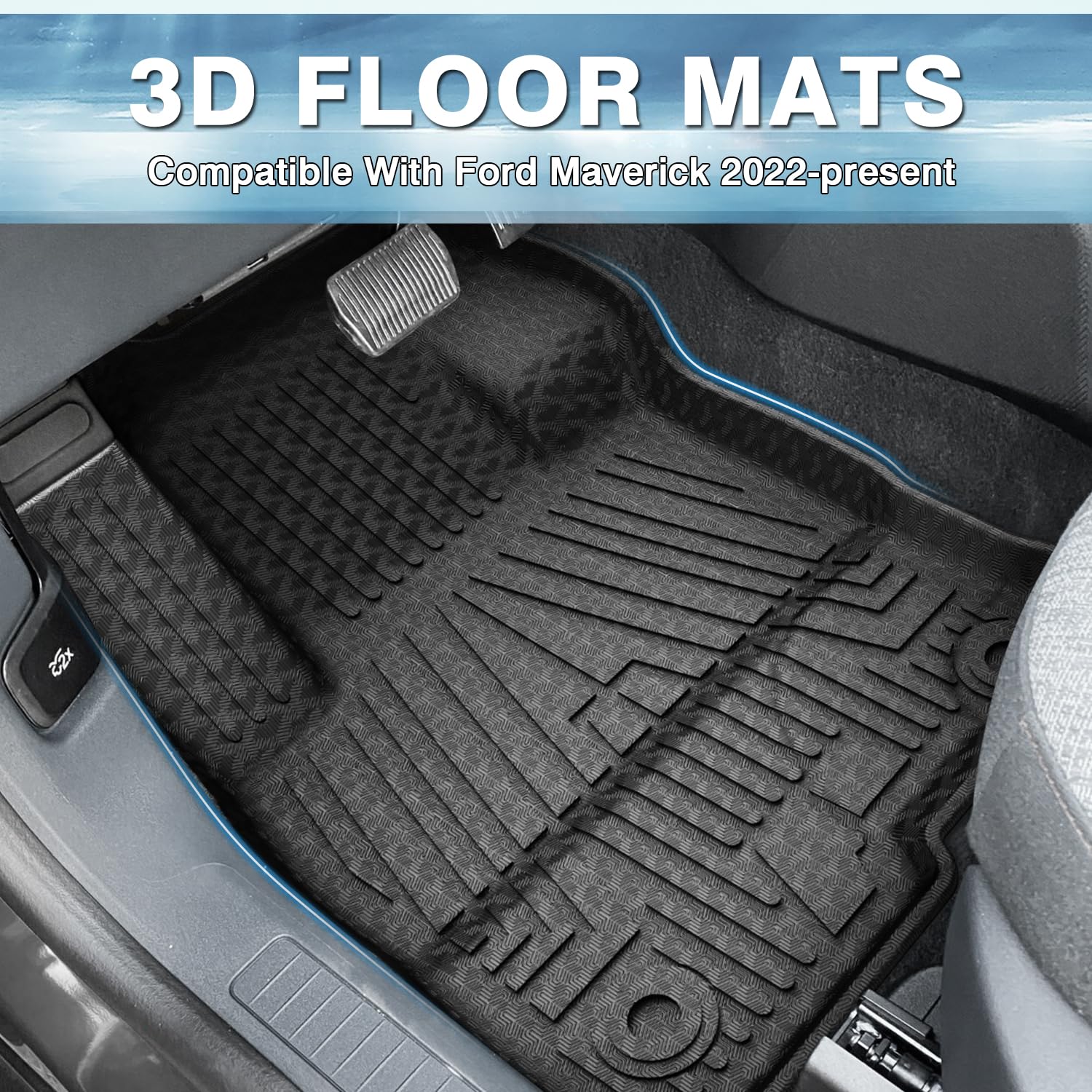 Mixsuper Custom Fit Floor Mats for Ford Maverick 2026 2025 2024 2023 2022 (Only Fits Hybrid Models) All Weather Floor Liners 1st