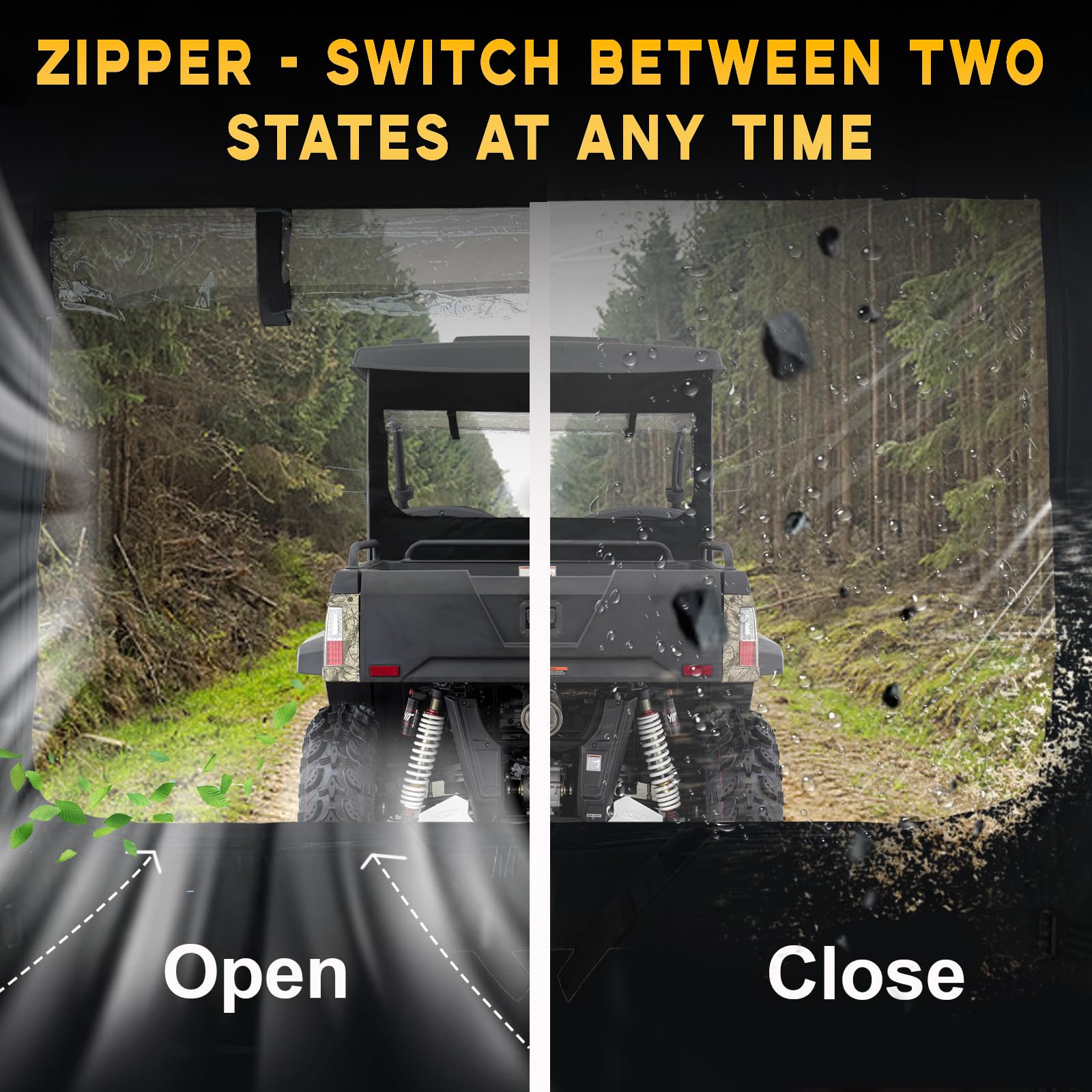 Chikia Hisun Massimo 500 700 Soft Rear Windshield,Back Window With Zipper Replacement For Hisun Utv 500 700, Massimo 500 700, Axis 500 700, Coleman Outfitter 500 700 Accessories