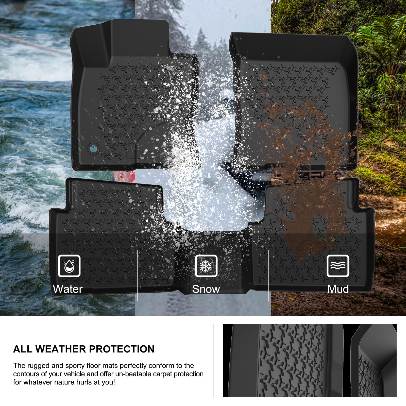 Kiwi Master Floor Mats For 2021-2025 Ford Bronco Sport Oem Replacement Mp1Z-7813300-Aa All Weather Custom Fit Liners Front & Rea