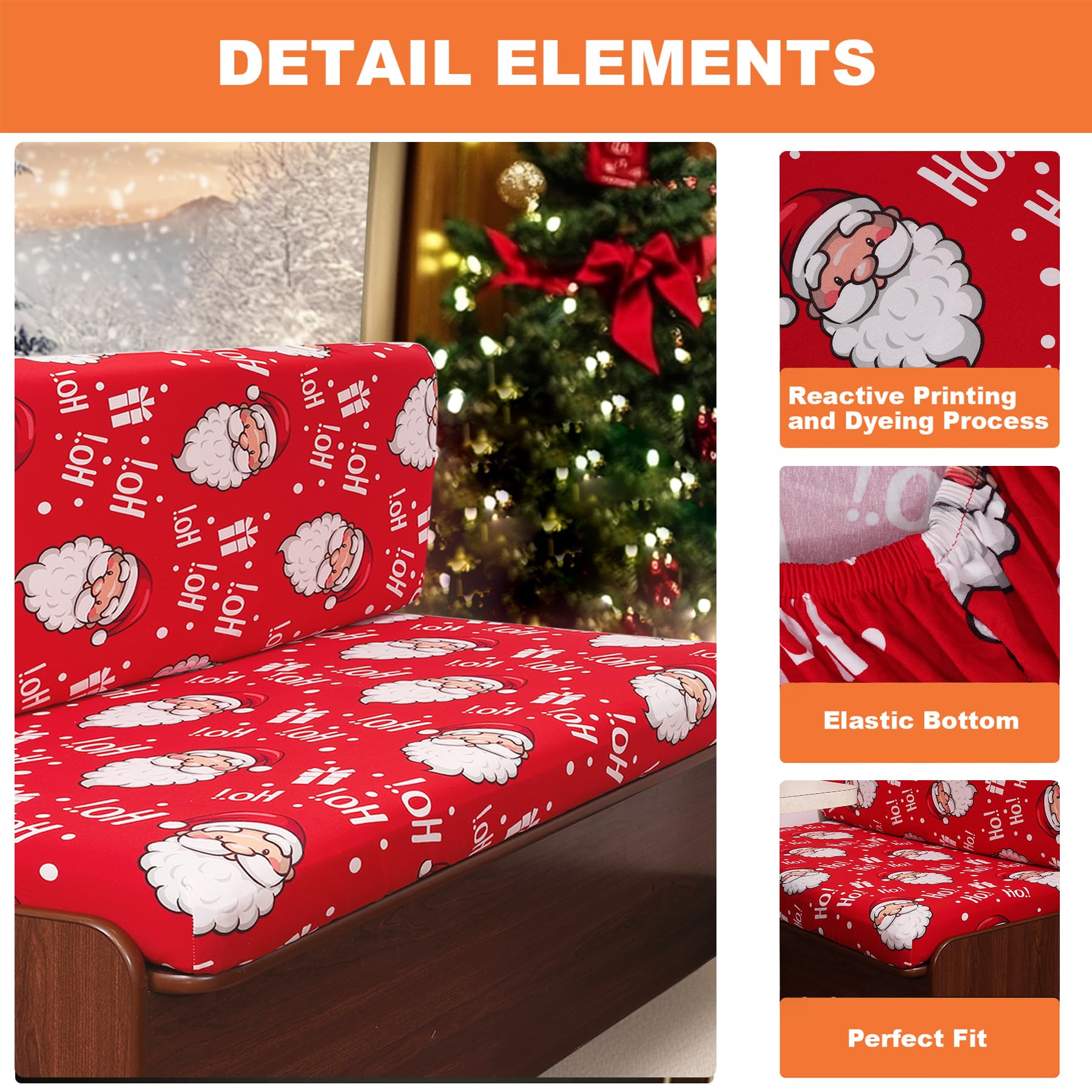 Fuangui Christmas Rv Dinette Cushion Covers Stretch Camper Cushion Cover Booth Seats Replacement Rv Cushion Covers Washable Sofa