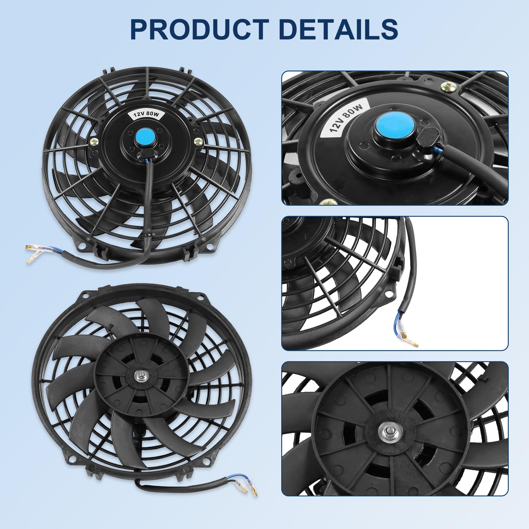 Jdmspeed New Universal Slim Fan Push/Pull Electric Radiator Cooling Engine Kit 12V 80W 9 Inch