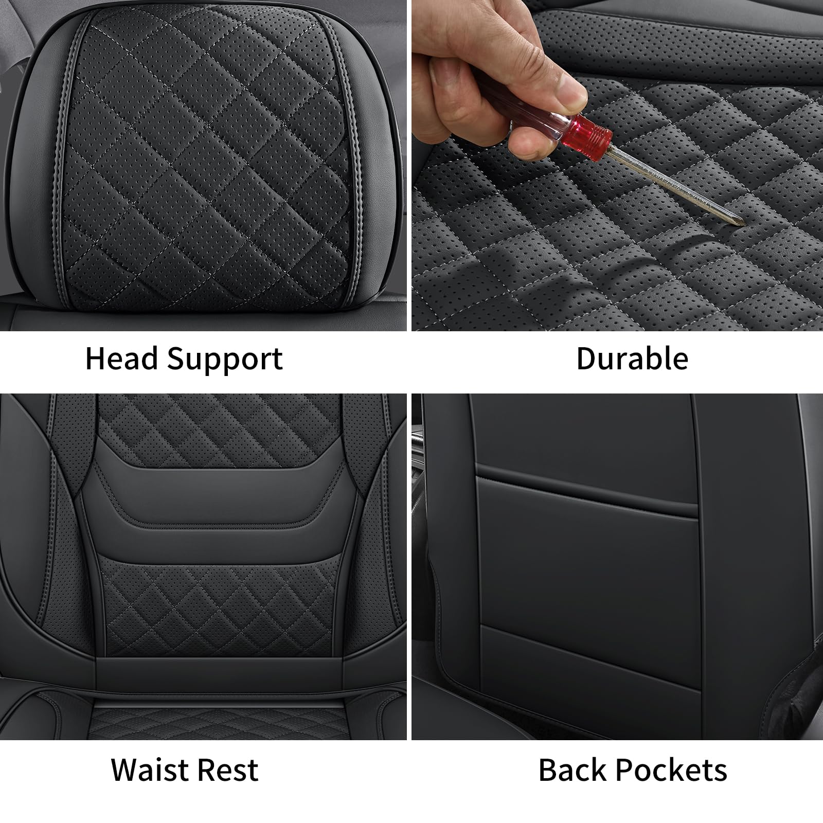 Chezope Car Seat Covers Front Pair Set Universal Fit for Most Cars SUV Sedans Trucks Automotive Seat Cover Accessories Waterproo