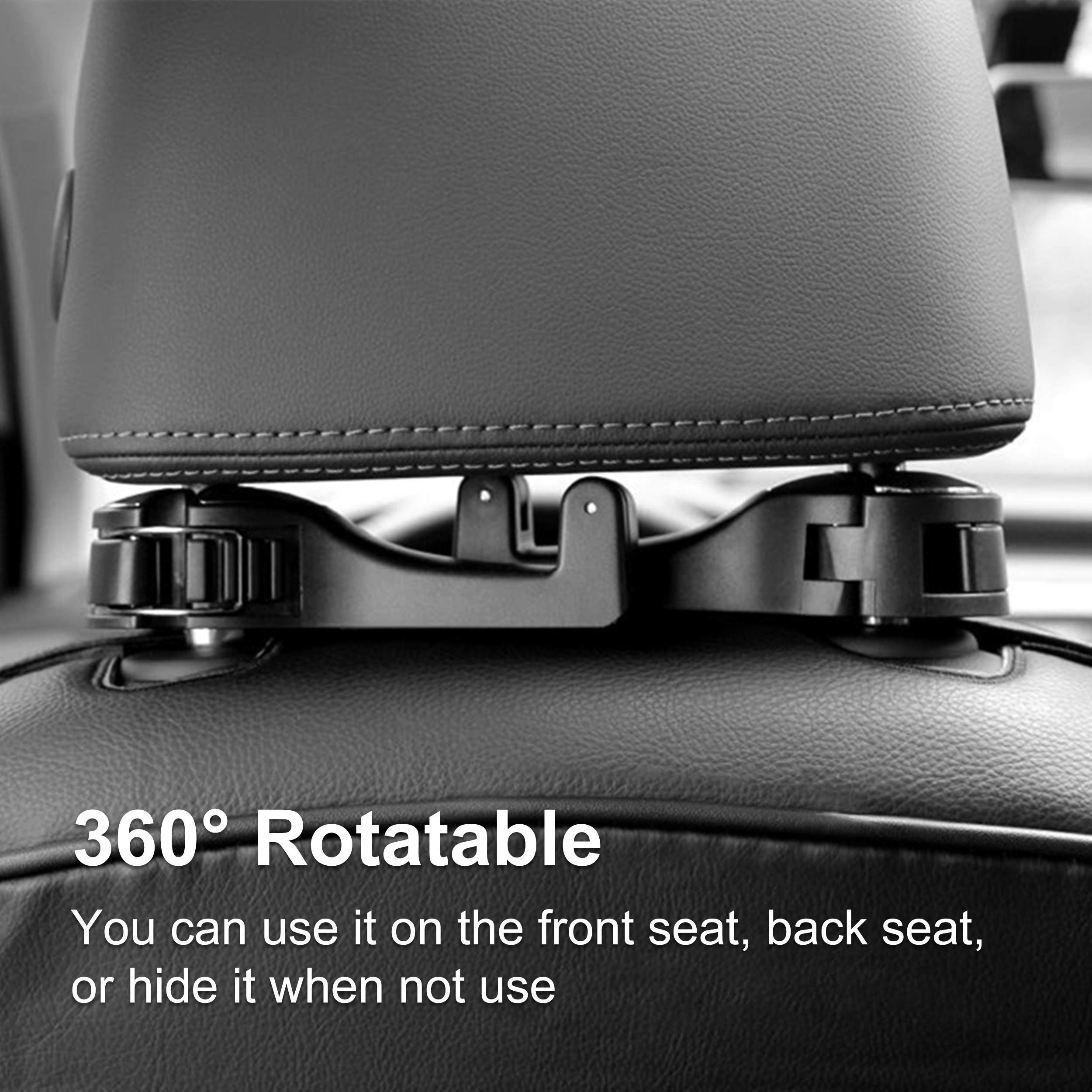 2 In 1 Car Seat Hooks For Purses And Bags With Phone Holder,Automative Headrest Purse Handbag Holder Hangers Organizers,Falling Resistance, Quietness And Universal Fit