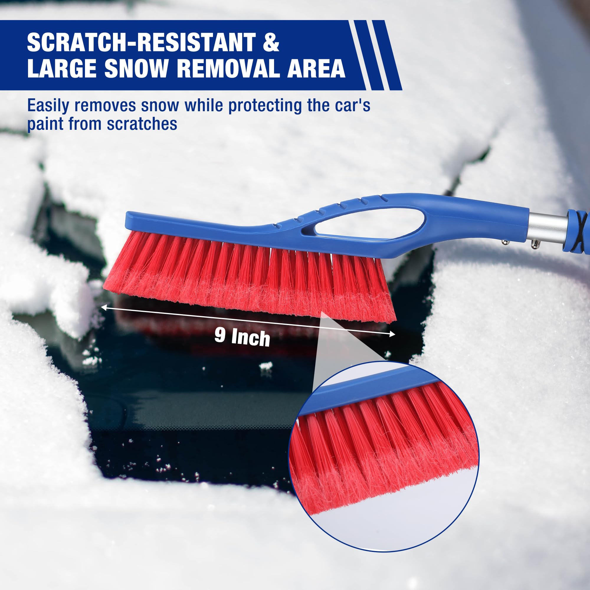 WORKPRO 27'' Snow Brush and Ice Scraper for Car Windshield, Car Snow Brush and Ice Scraper with Foam Grip, 2-in-1 Detachable Sno