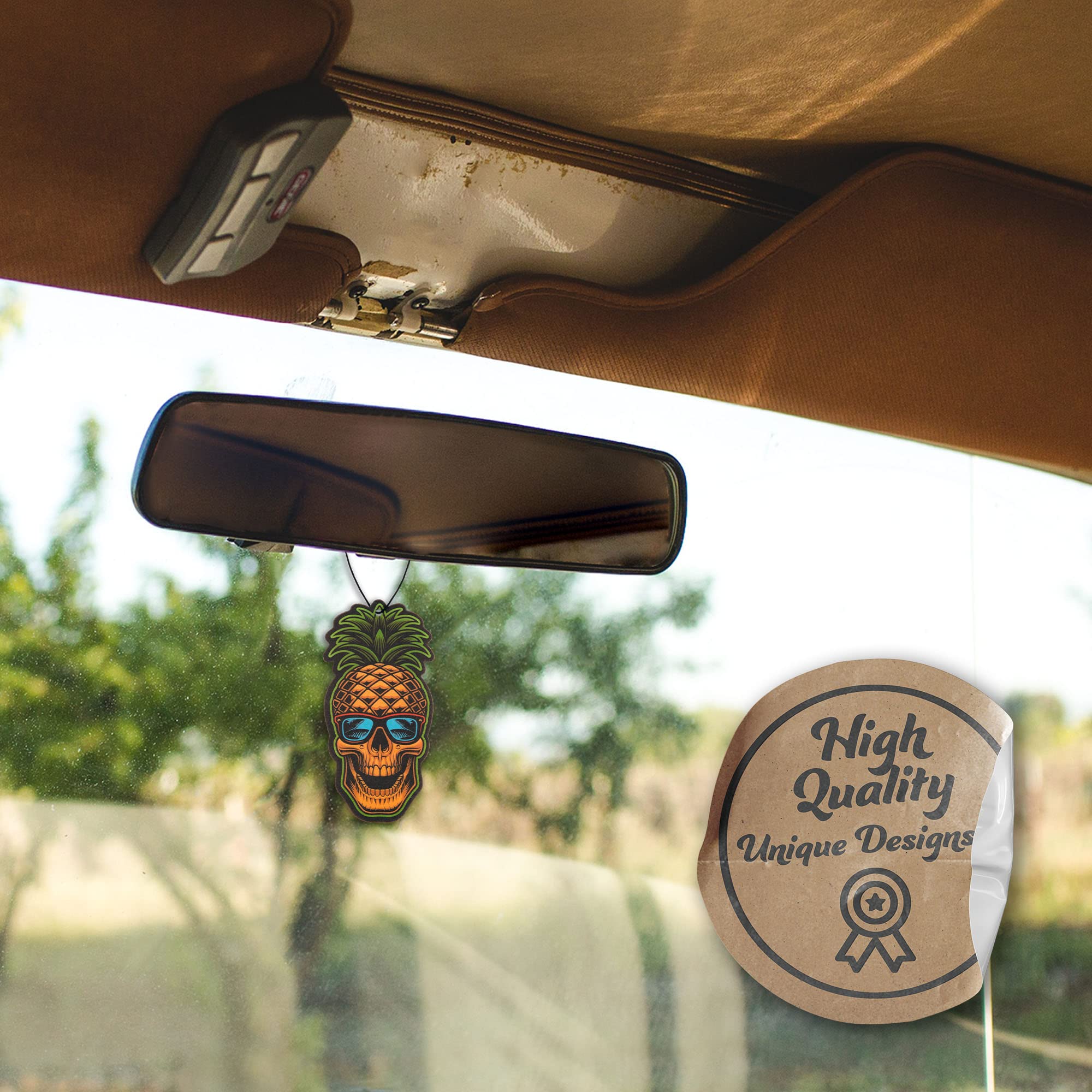 Pineapple Skull Car Air Freshener 3 Pack Scented With Essential Oils (3 Pack)