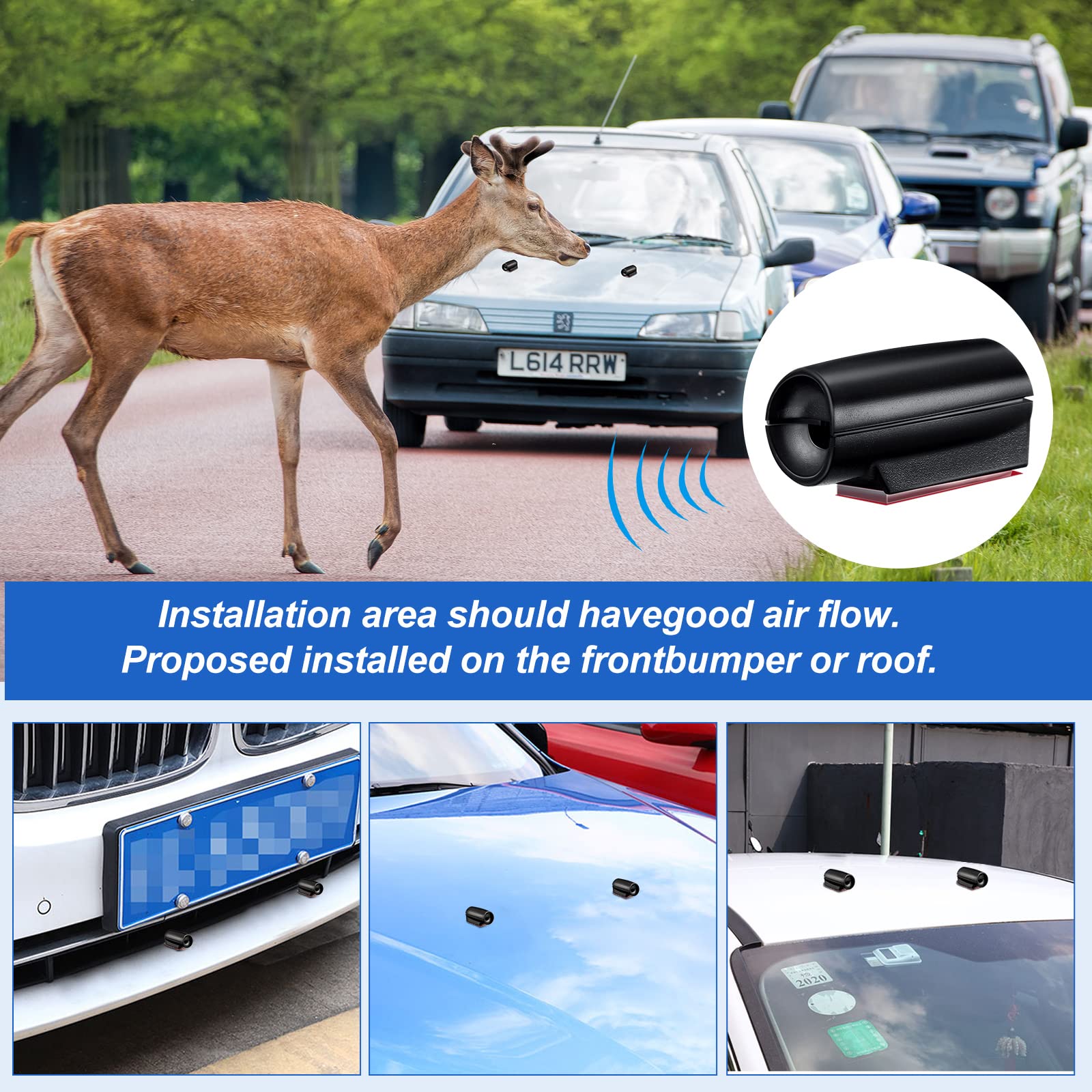 Frienda 10 Pieces Deer Whistle Save A Deer Whistles Avoids Collisions, Deer Whistles For Car Deer Warning Devices Animal Alert For Cars And Motorcycles (Black, Retro Style)