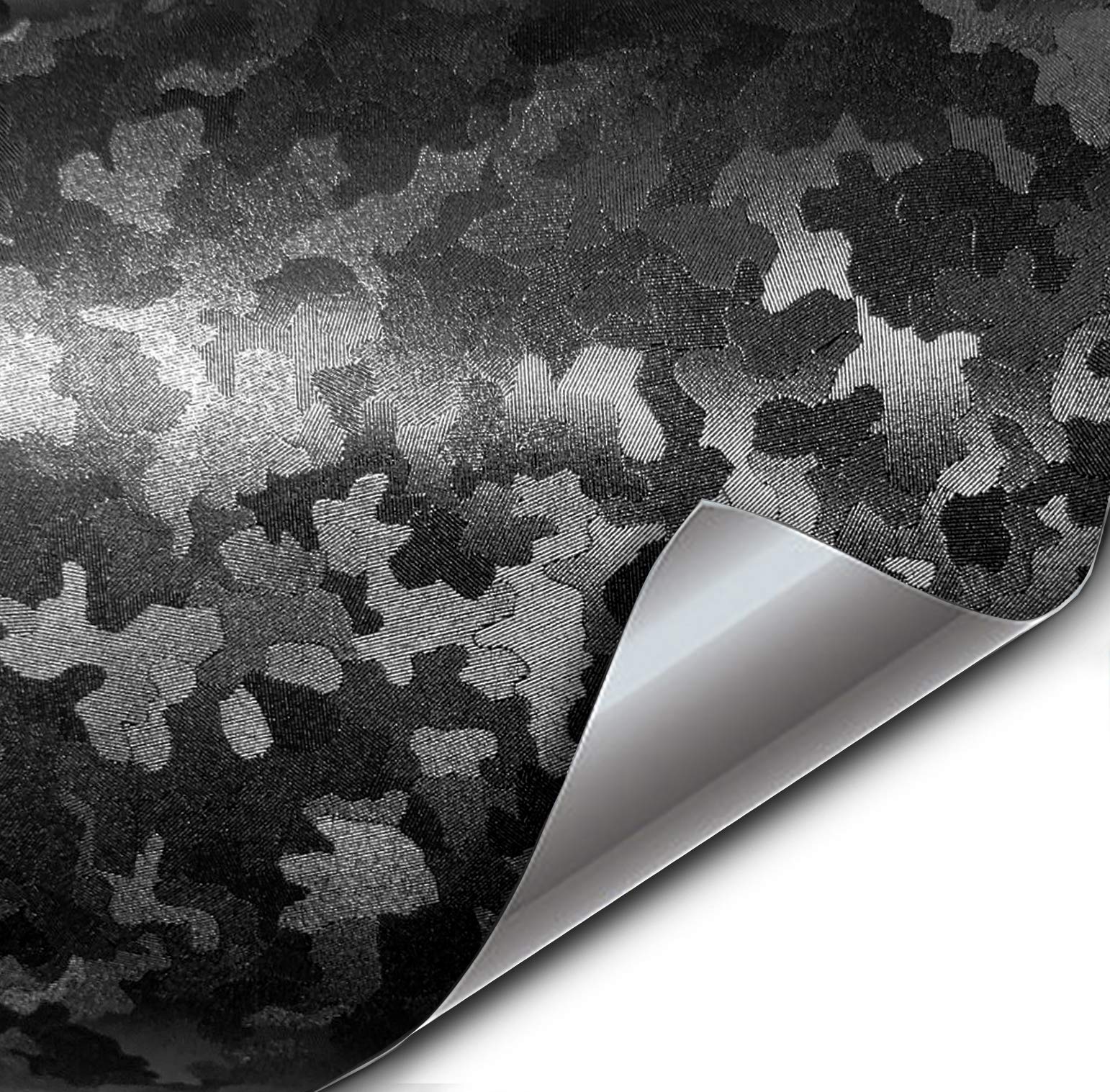 Vvivid+ Black Stealth Small Patternless Camouflage Vinyl Wrap Roll (1.5Ft X 5Ft)