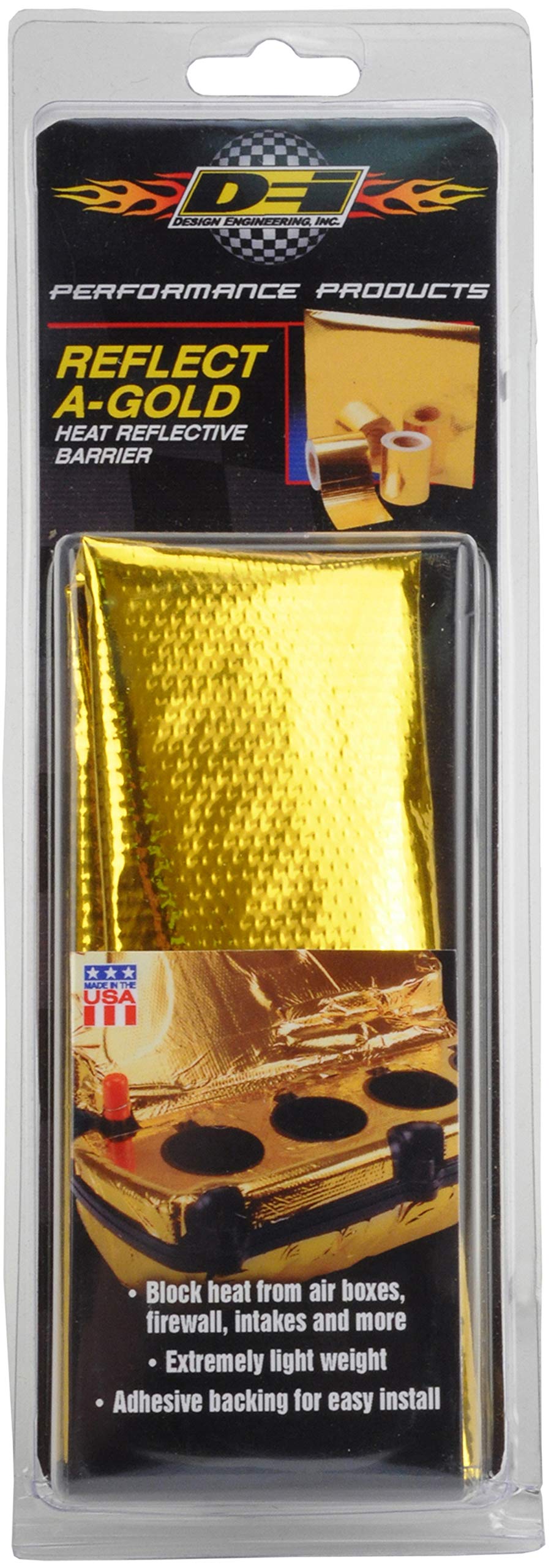 Design Engineering 010393 Reflect-A-Gold High-Temperature Heat Reflective Adhesive Backed Sheet, 24 X 24 Sheet