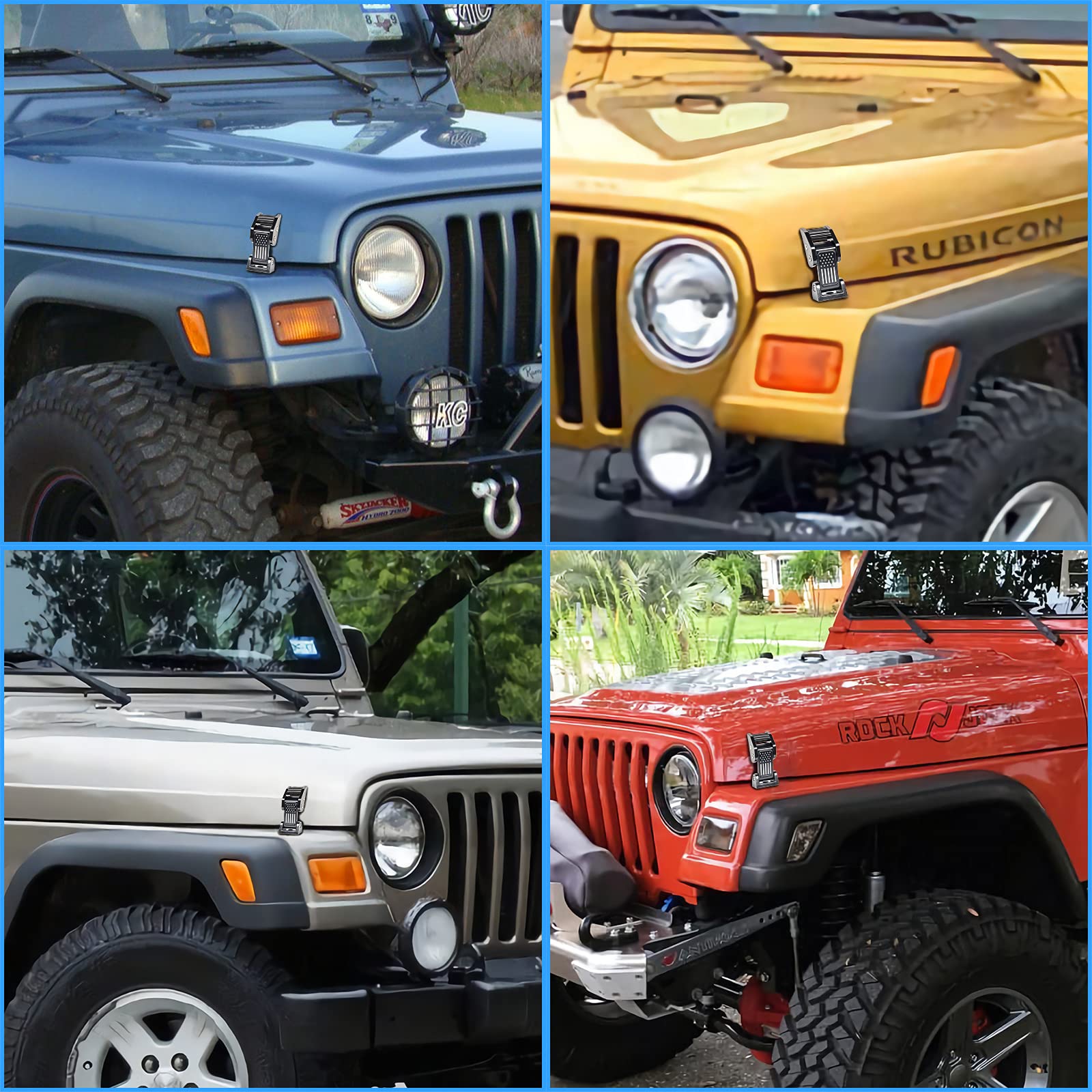 Buling TJ Hood Latches Improved Design Aluminum Hood Catch Latch kits Compatible with Jeep Wrangler TJ 1997-2006 (Texture Black
