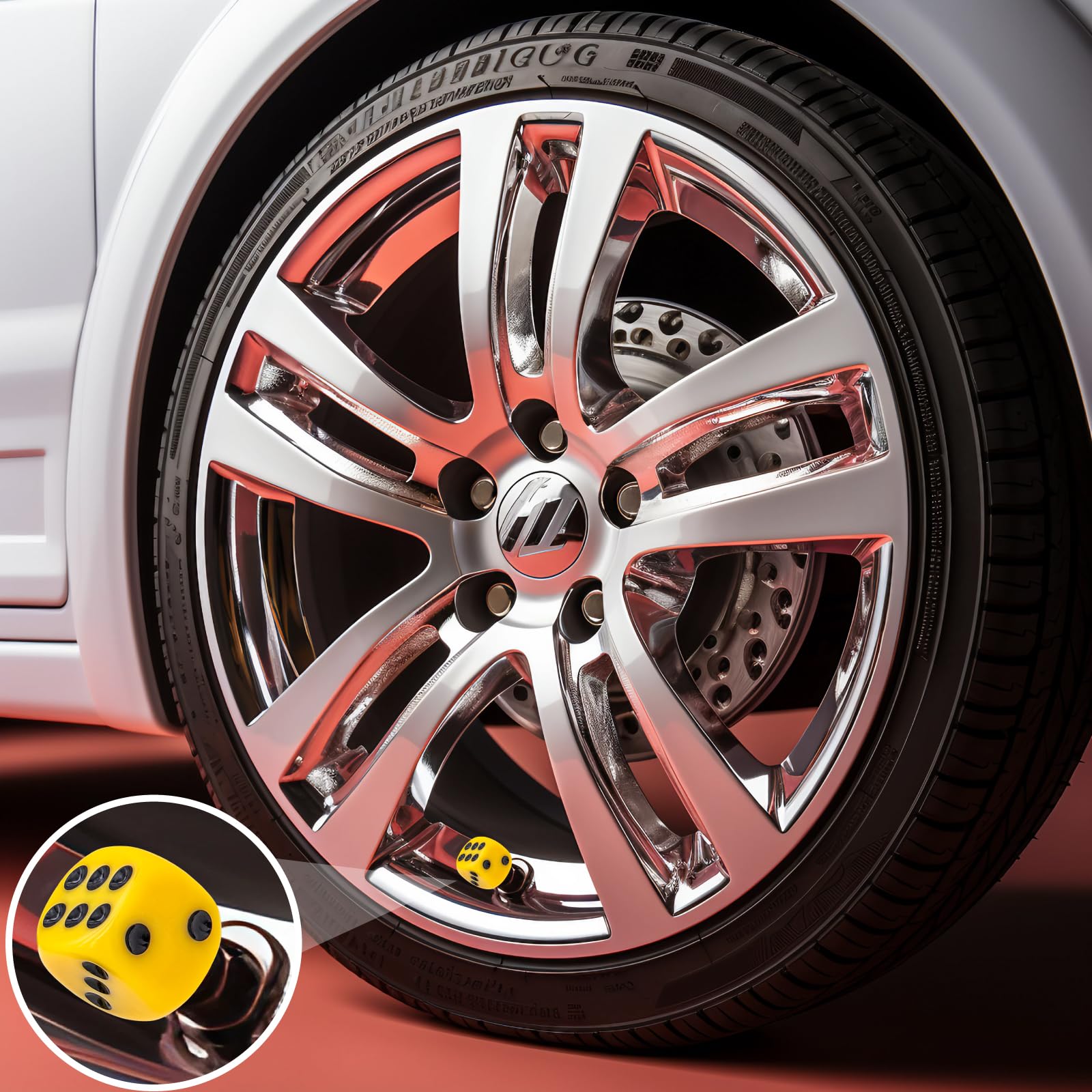 MEAJOO 4PCS Dice Tire Valve Stem Caps,Waterproof Airtight Car Wheel Tire Air Caps Universal Tire Valve Stem Covers for Cars, SUV