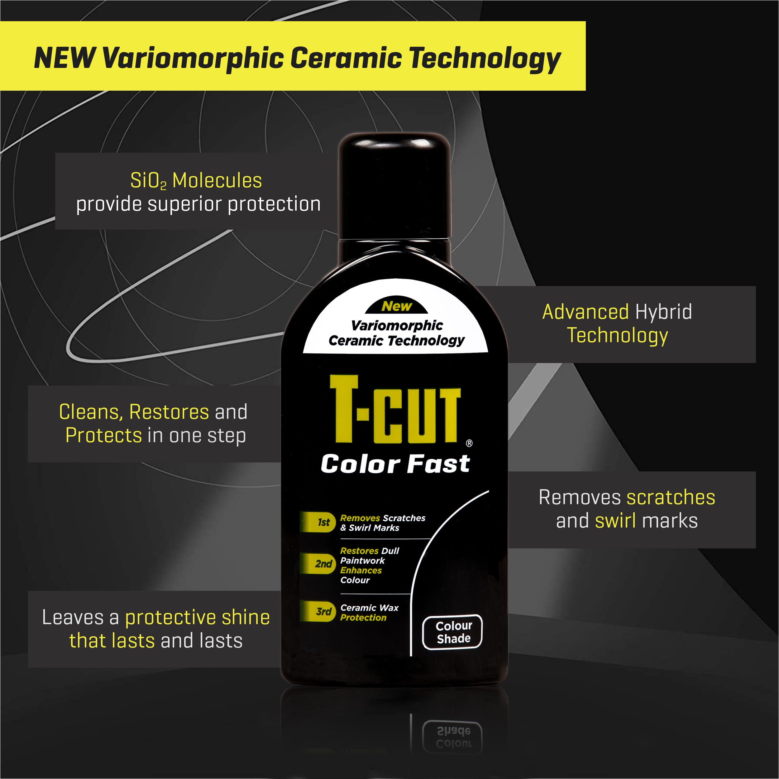 T-Cut Black Scratch Remover Color Fast Paintwork Restorer Car Polish, The 3 In 1 One Step Solution For Restoring Your Vehicles Bodywork, 17 Fl Oz