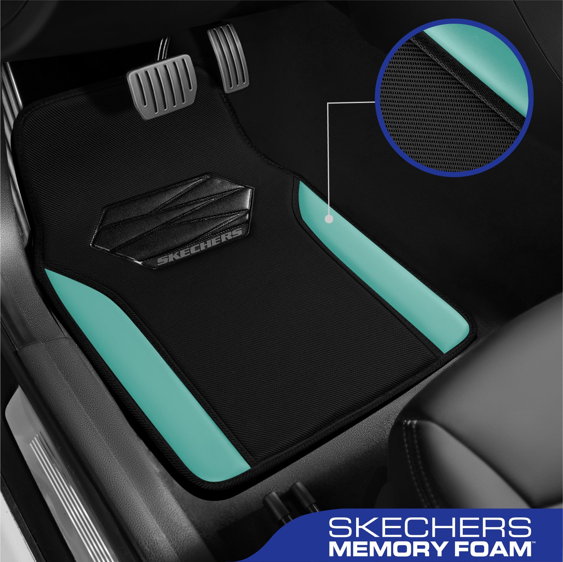 Skechers Car Floor Mats,Memory Foam Car Mats,Floor mats for Cars with Anti-Slip PVC Heel Pad,Universal Fit Automotive Floor mats