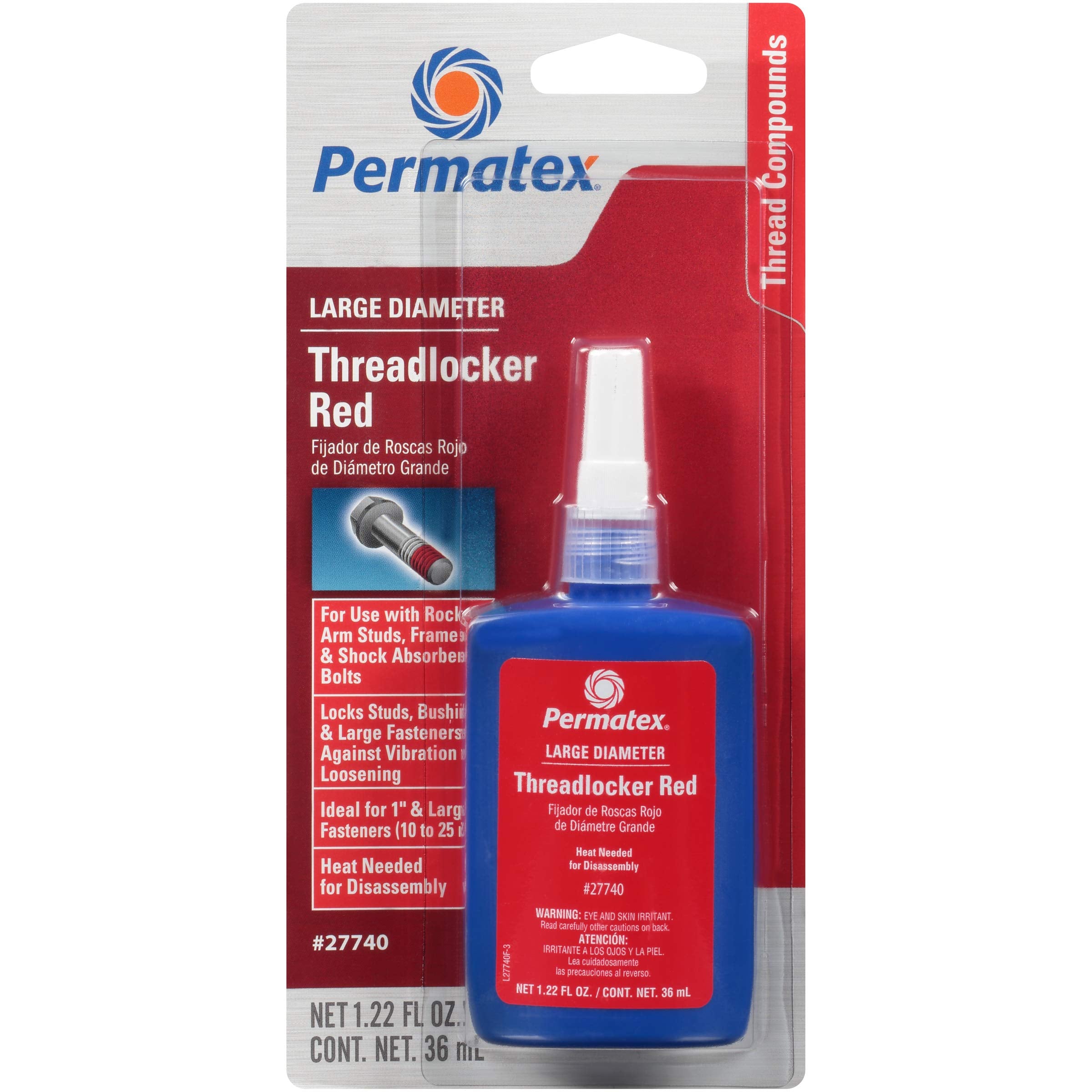 Permatex 27740 Large Diameter Threadlocker Red, 36 Ml