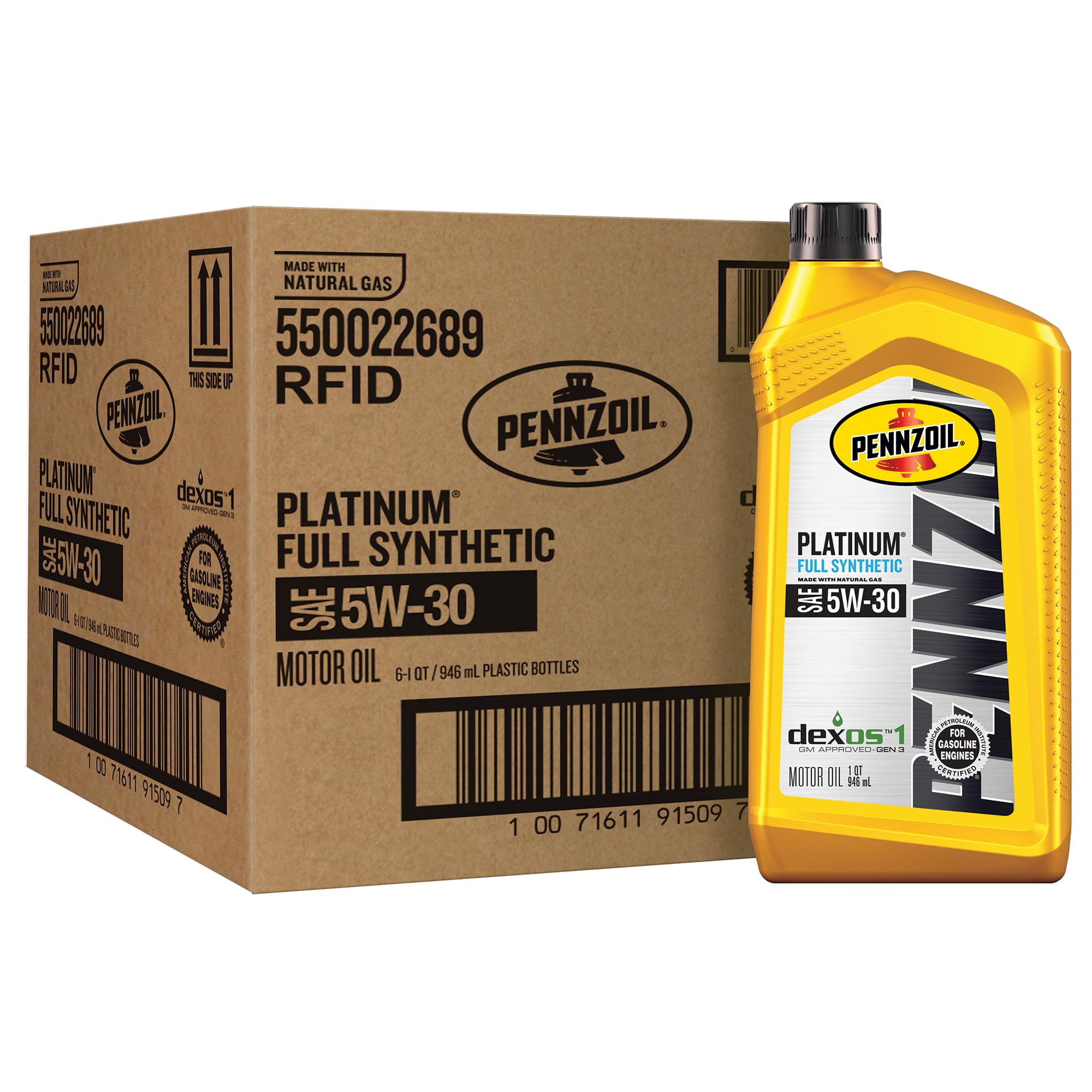 Pennzoil Platinum Full Synthetic 5W-30 Motor Oil (1-Quart, Case of 6)