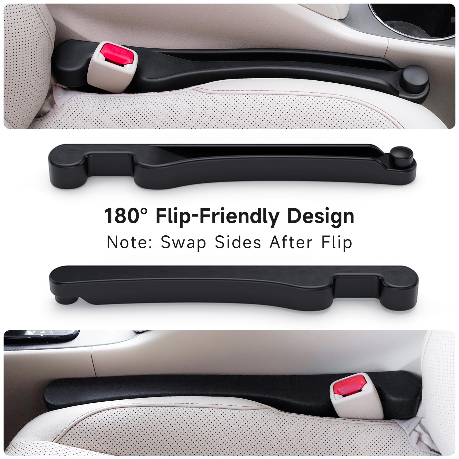 Car Seat Gap Filler Set Of 2, Soft Foam Multifunctional Seat Side Gap Filler With Organizer & Hook Function, 3In1 Gap Stopper Un