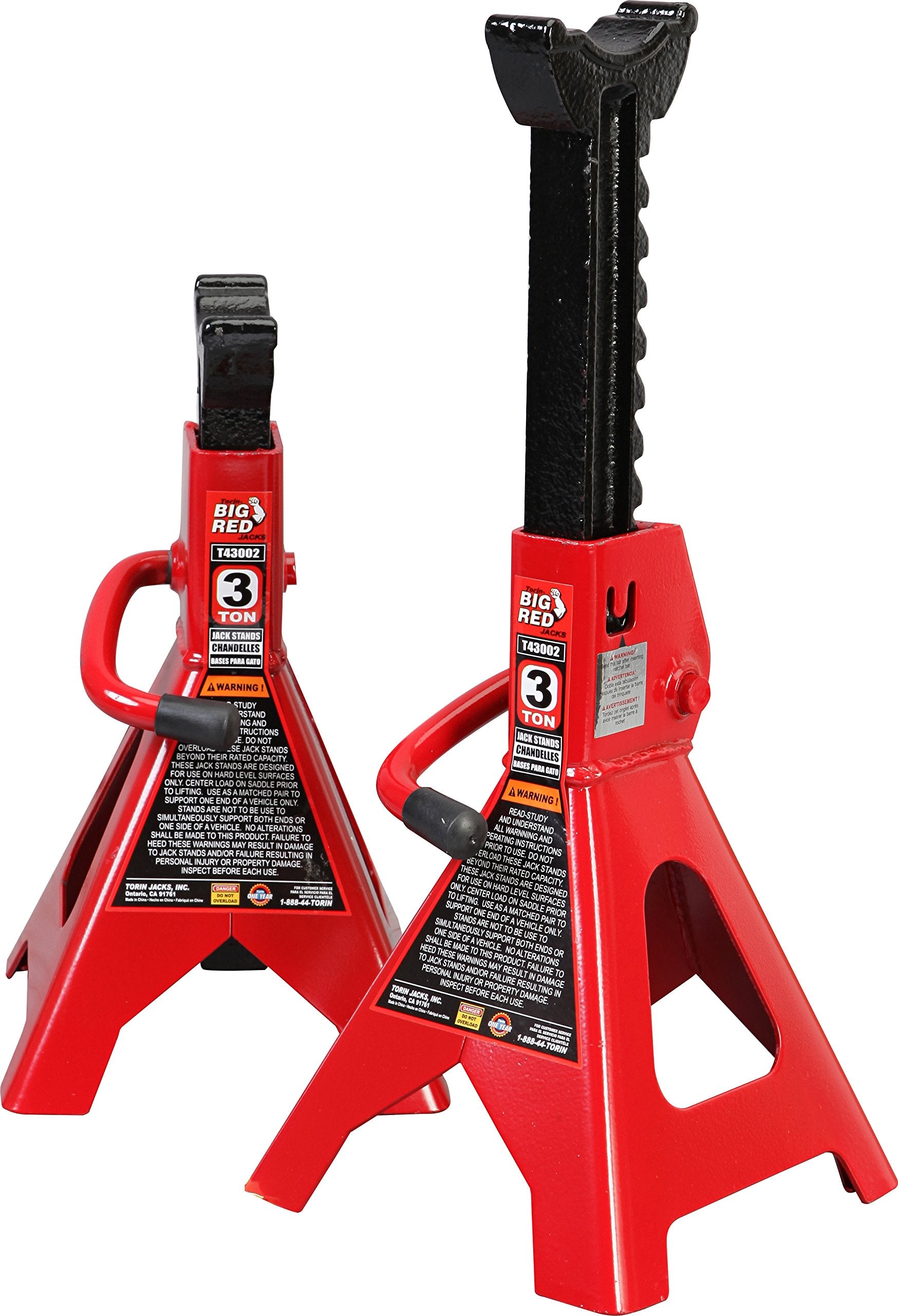 BIG RED T43202 Torin Heavy Duty Steel Jack Stands: 3 Ton (6,000 lb) Capacity Car Lifting Stand,1 Pair (Not Suitable for SUV,Truc