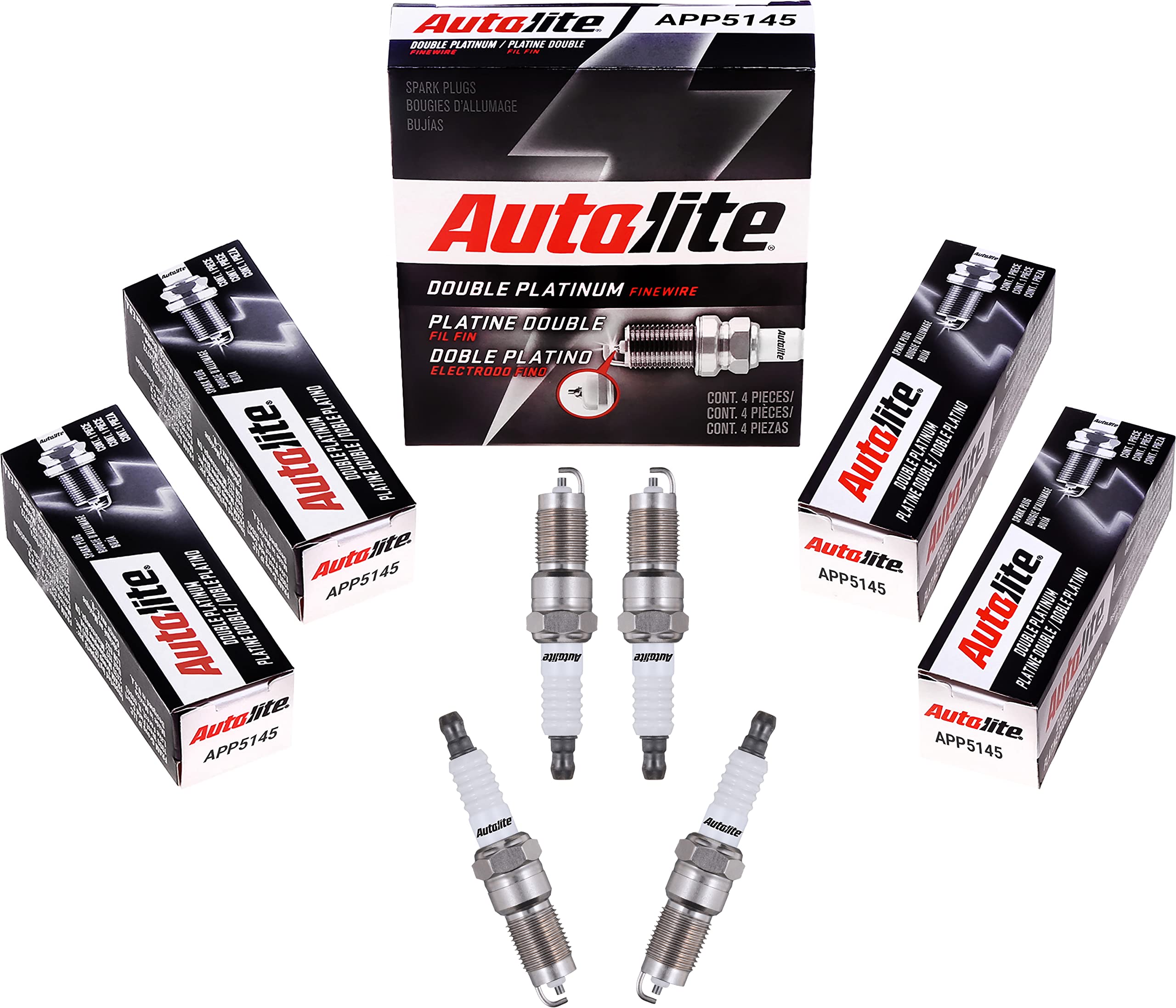Autolite App5145 Double Platinum Automotive Replacement Spark Plugs (4 Pack)