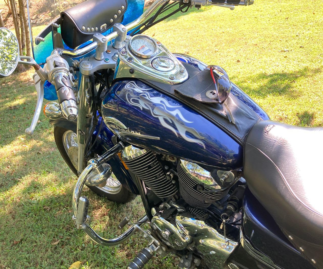 Chaser Flames - 2Pc Set - Compatible With/Made For: Honda Shadow Harley Davidson And All Other Motorcycles (Polished Chrome)