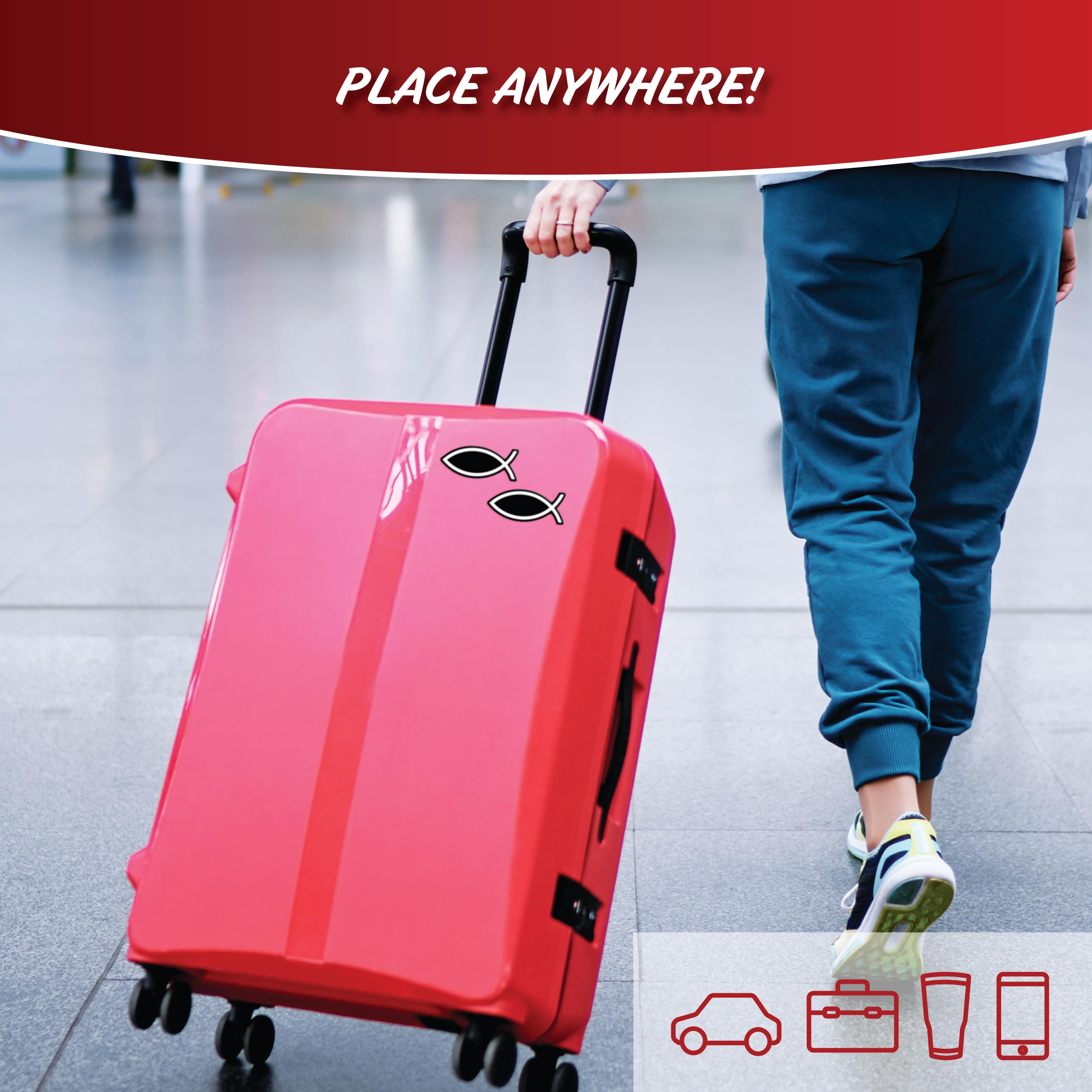 Christian Fish Car Decals - Set Of 4 Black White Religious Stickers For Car Or Truck Window Icthus Jesus Fish Car Emblem Christi