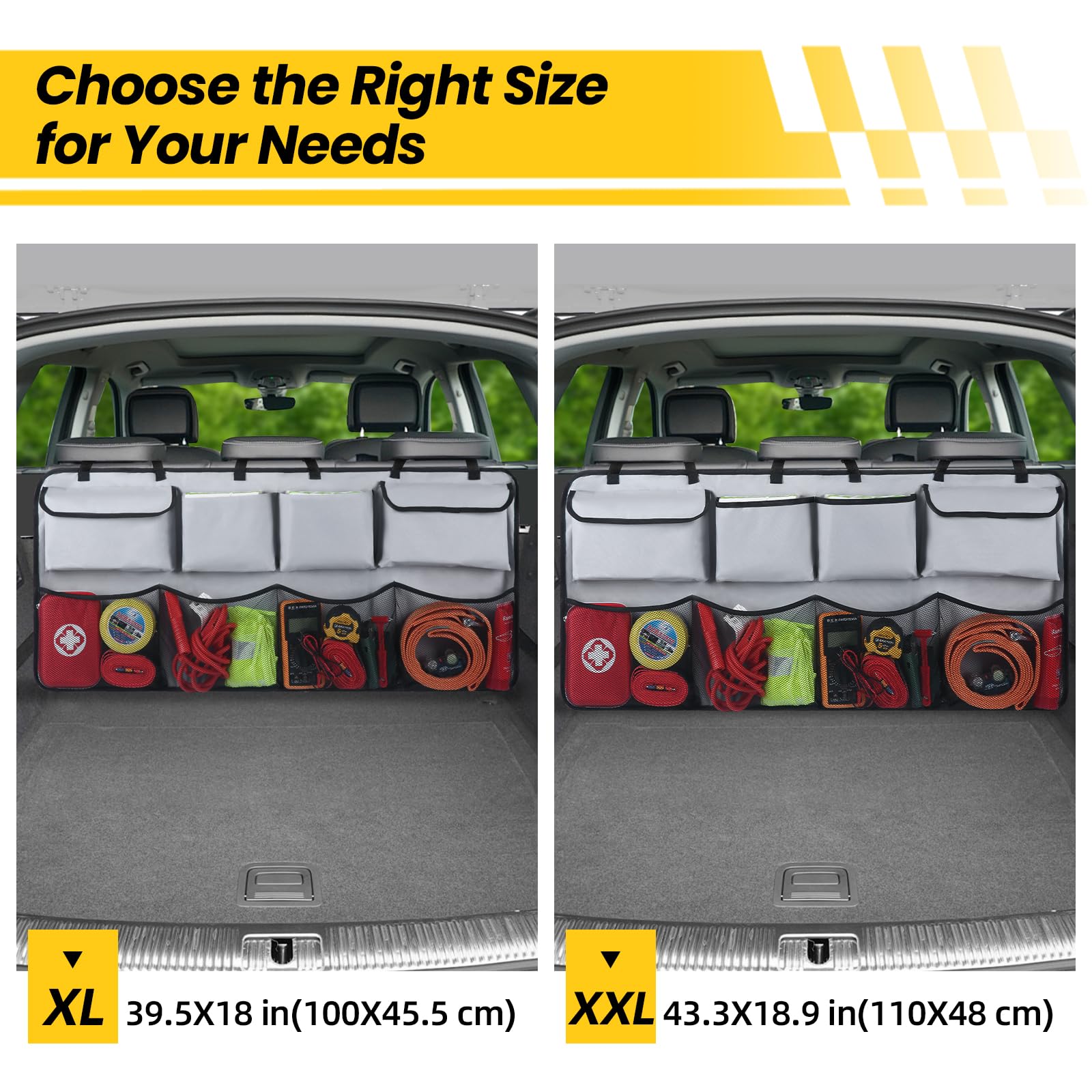 Car Trunk Organizer & Backseat Hanging Organizer With 8 Large Storage Bags - Super Capacity With 30% Extra Storage Space For Suv