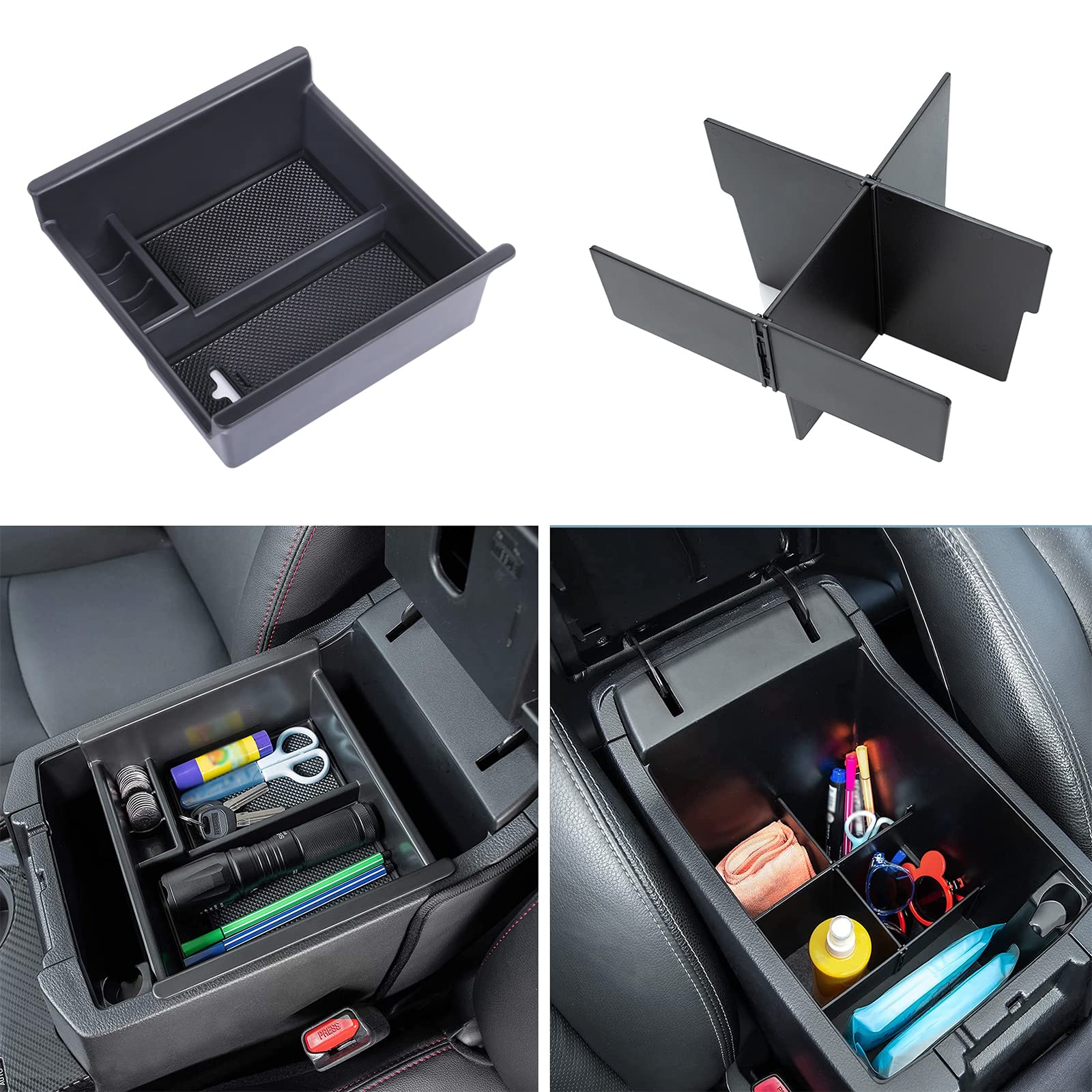 Jdmcar Center Console Organizer Set Compatible With 2010-2024 Toyota 4Runner Accessories Insert Abs Black Compartment Divider Ar