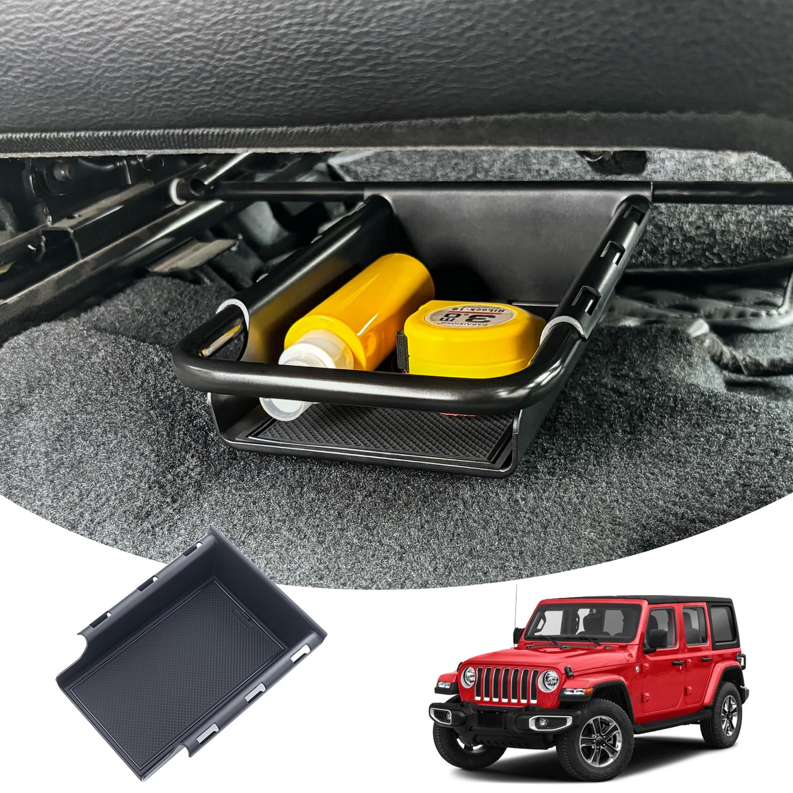 Jkcover Front Under Seat Storage Organizer Tray Compatible With Jeep Wrangler Jl/Jlu 2018-2021 2022 2023 2024 2025 And Jeep Glad