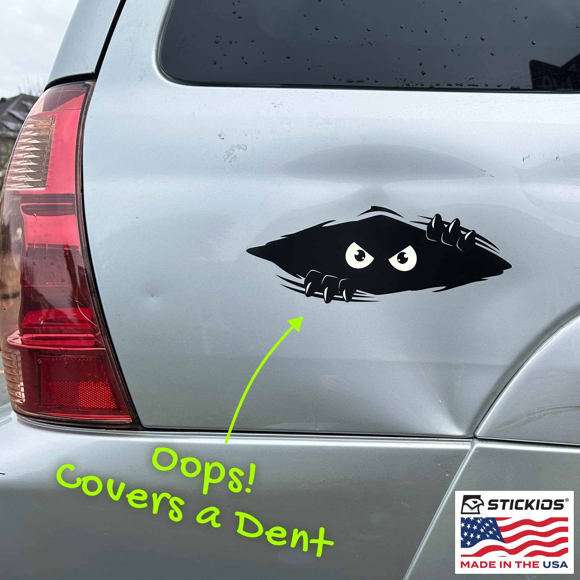 Stickios Large Black Vinyl Bumper Sticker - Funny Monster Car Decal For Cars, Trucks, And Dents - Made In Usa - Shredder (11X4.2