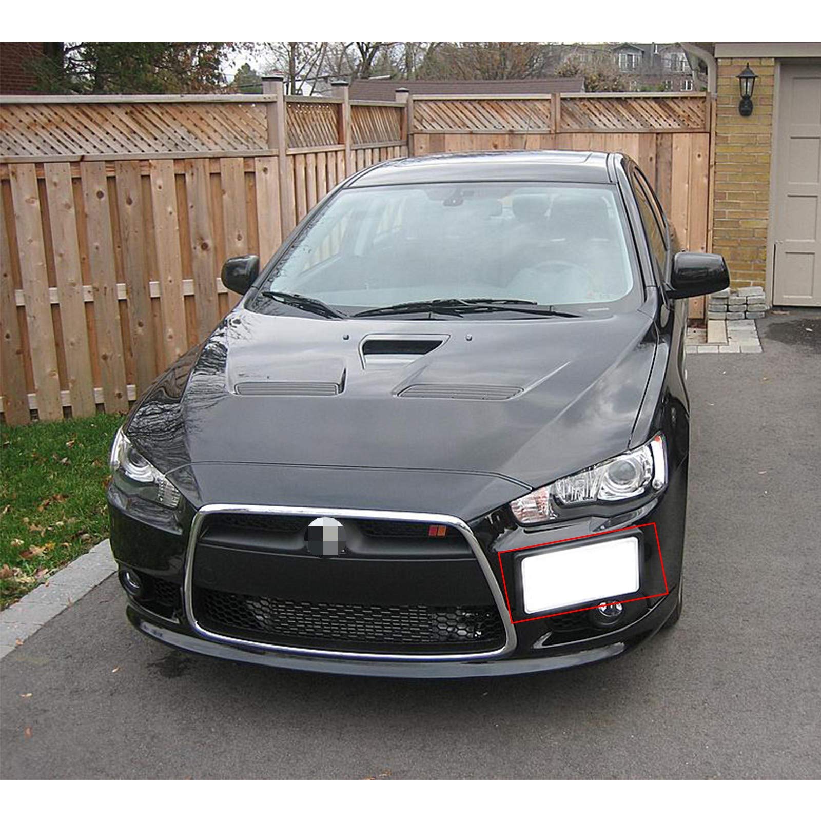 1 Set Front Tow Hook License Plate Bumper Mounting Bracket Fit Mitsubishi Lancer Evolution Evo X [Black]