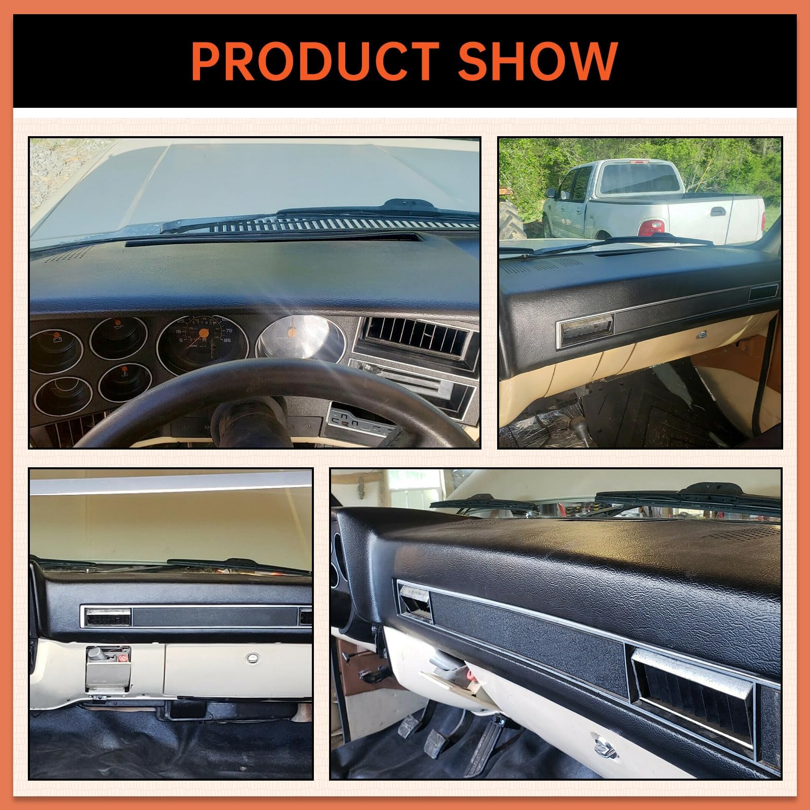 ECOTRIC Black Dashboard Cover Compatible with 1981-1991 Chevrolet GMC C/K/R/V Truck/SUV Pickup Car Interior Dash Pad Cap